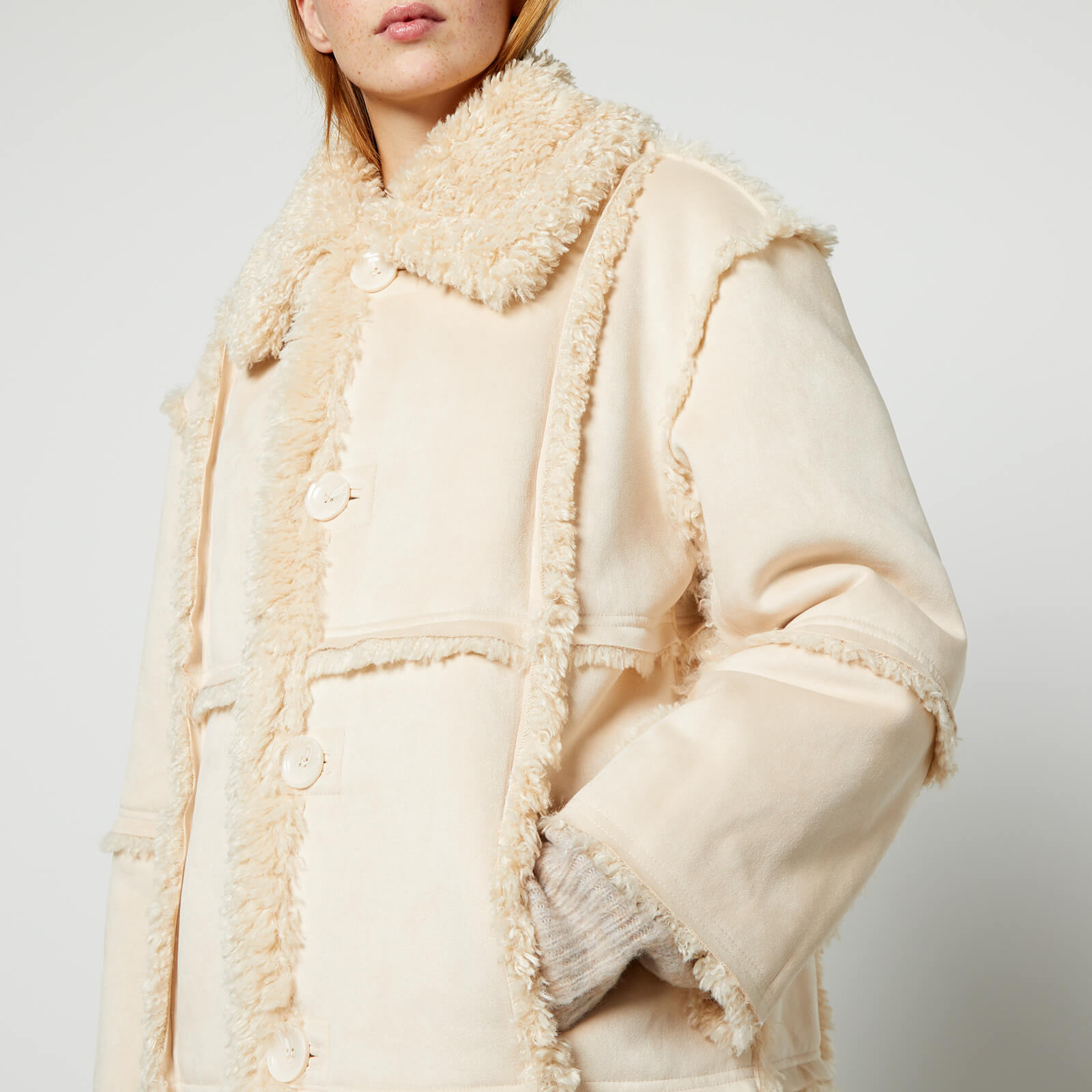 Stand Studio Samira Faux Suede And Sherpa Coat - Fr 42/uk 14 61732 9360 General Clothing, Beige