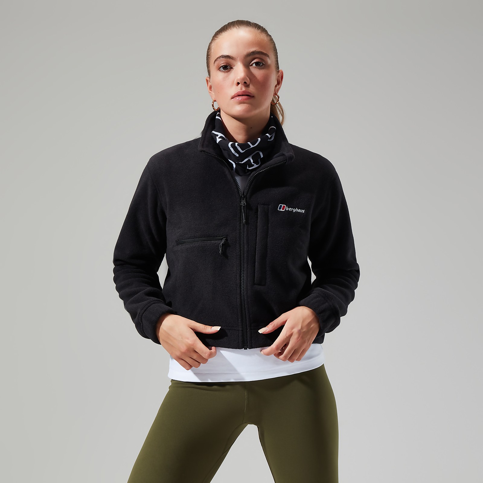 Women’s Urban Cropped Co-ord Fleece Jacket - Black