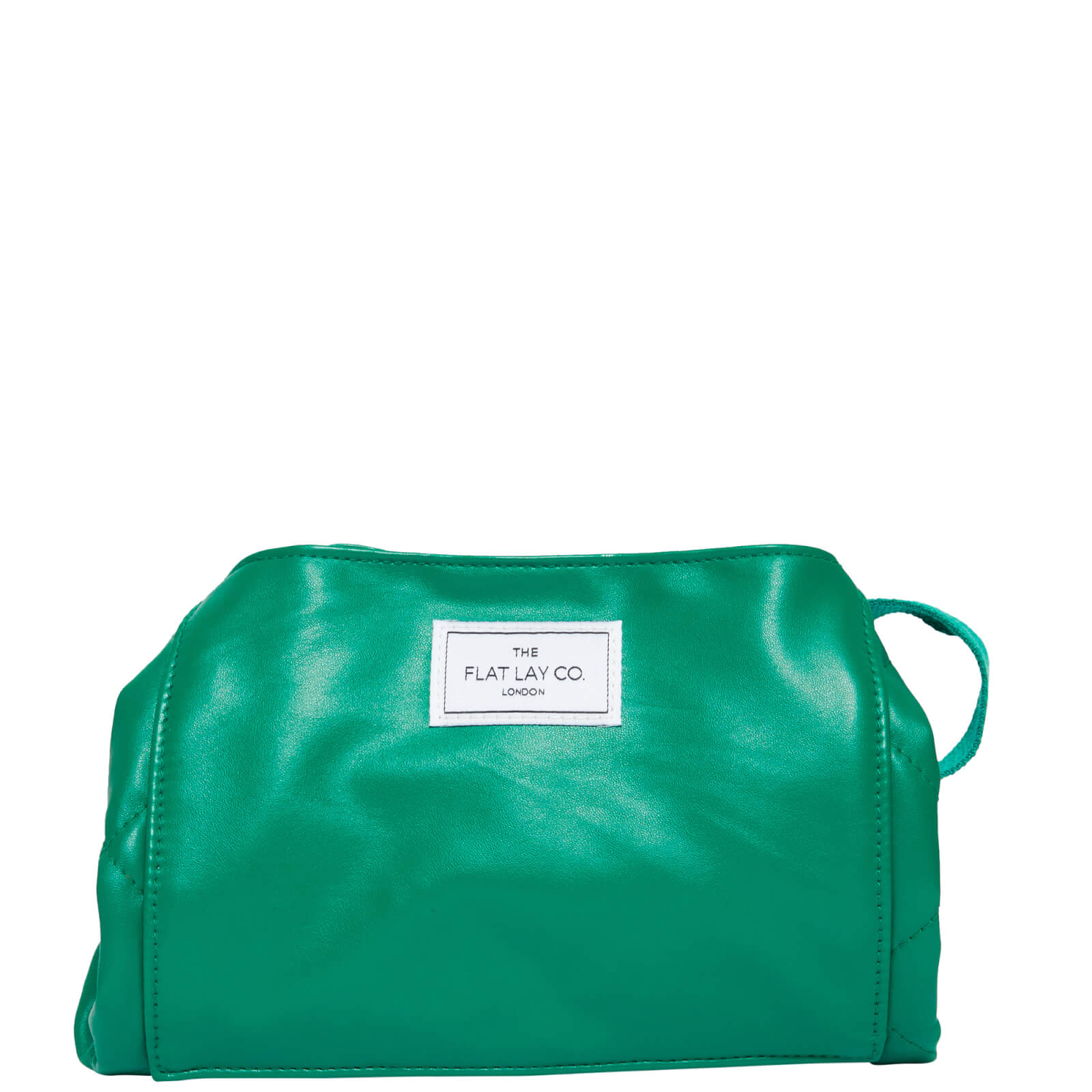 

The Flat Lay Co. Open Flat Makeup Bag - Bottle Green Leather Monochrome