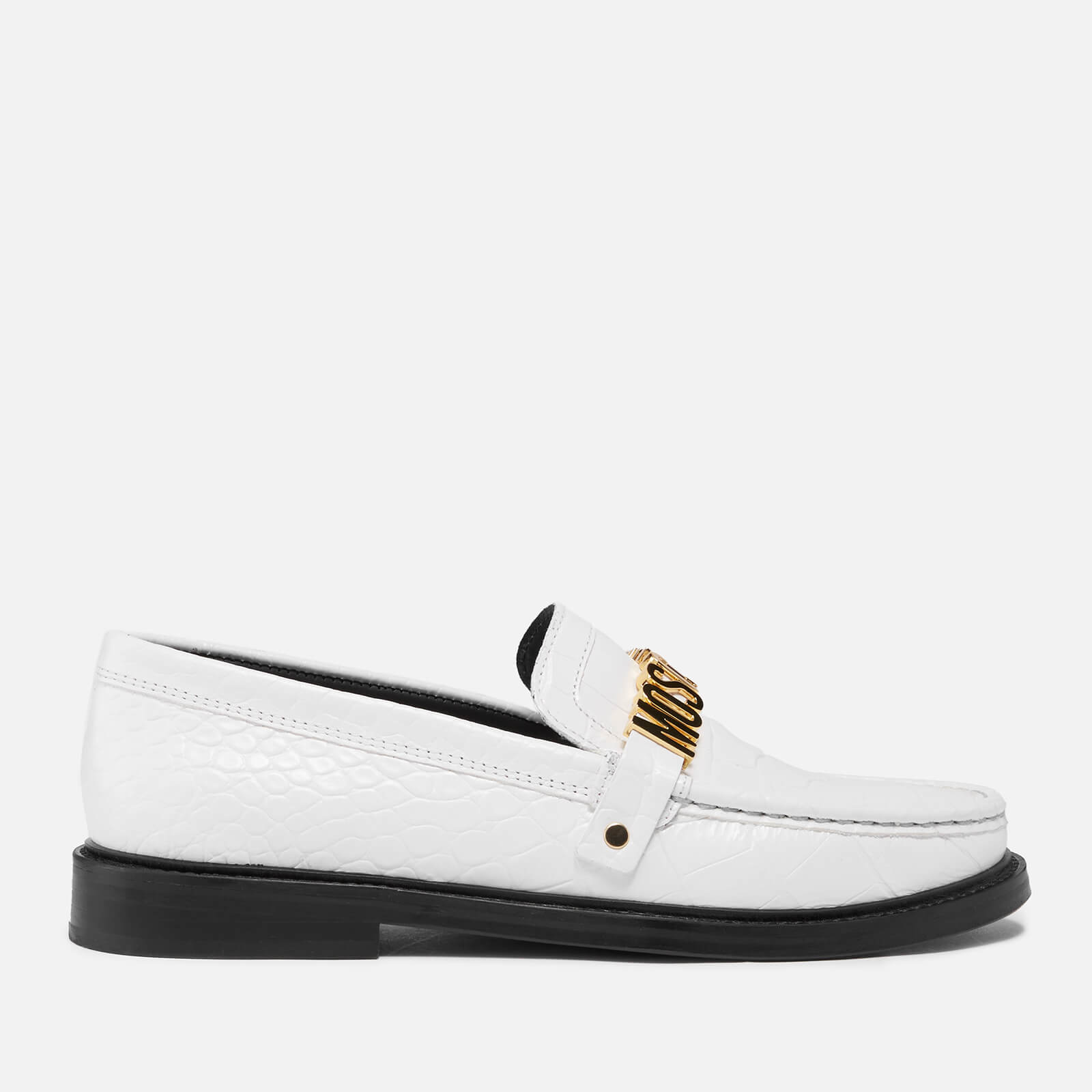 Moschino Women's Patent Croc Logo Loafers - White - Uk 4
