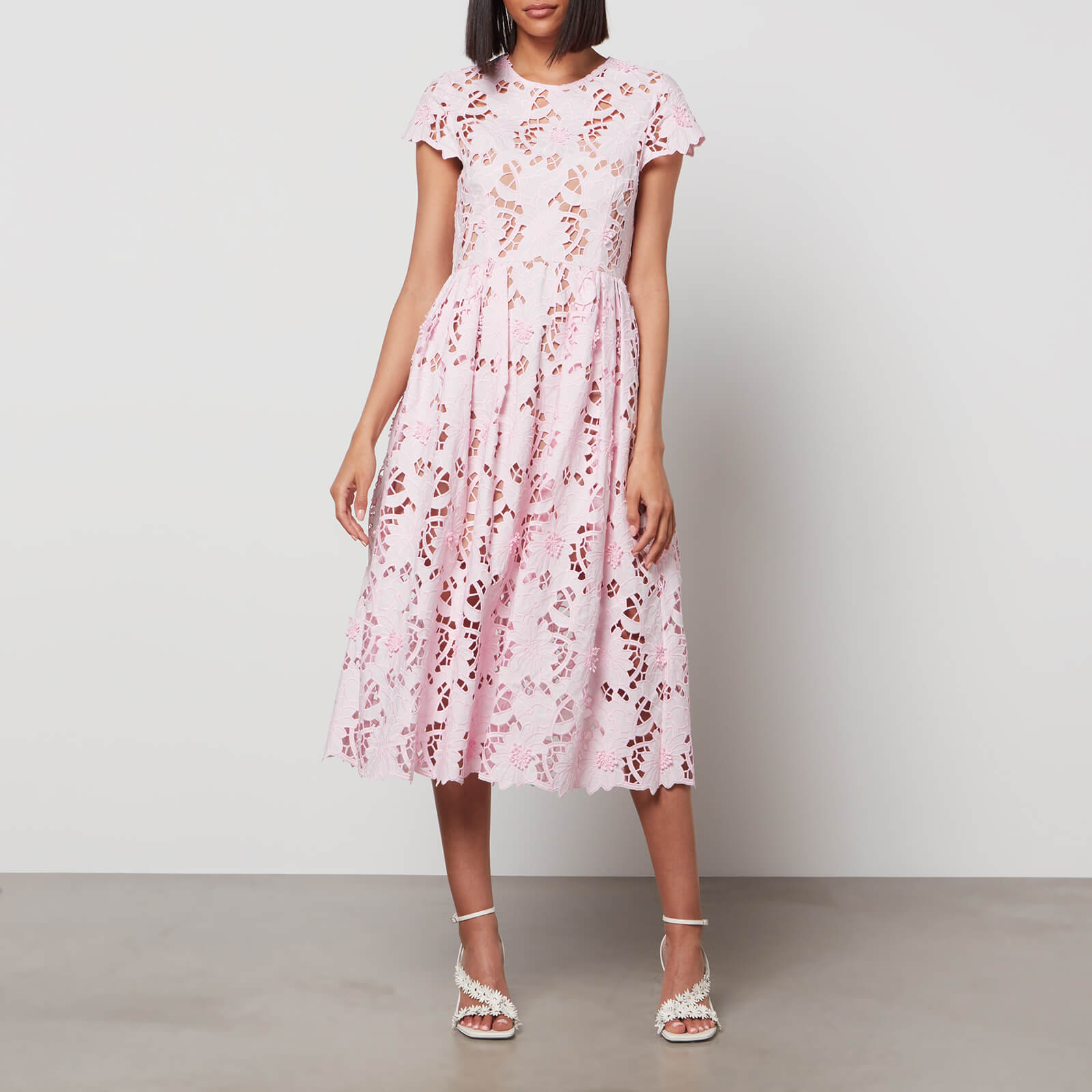 Self-Portrait Women's Guipure Midi Dress - Pink Cotton - UK 6