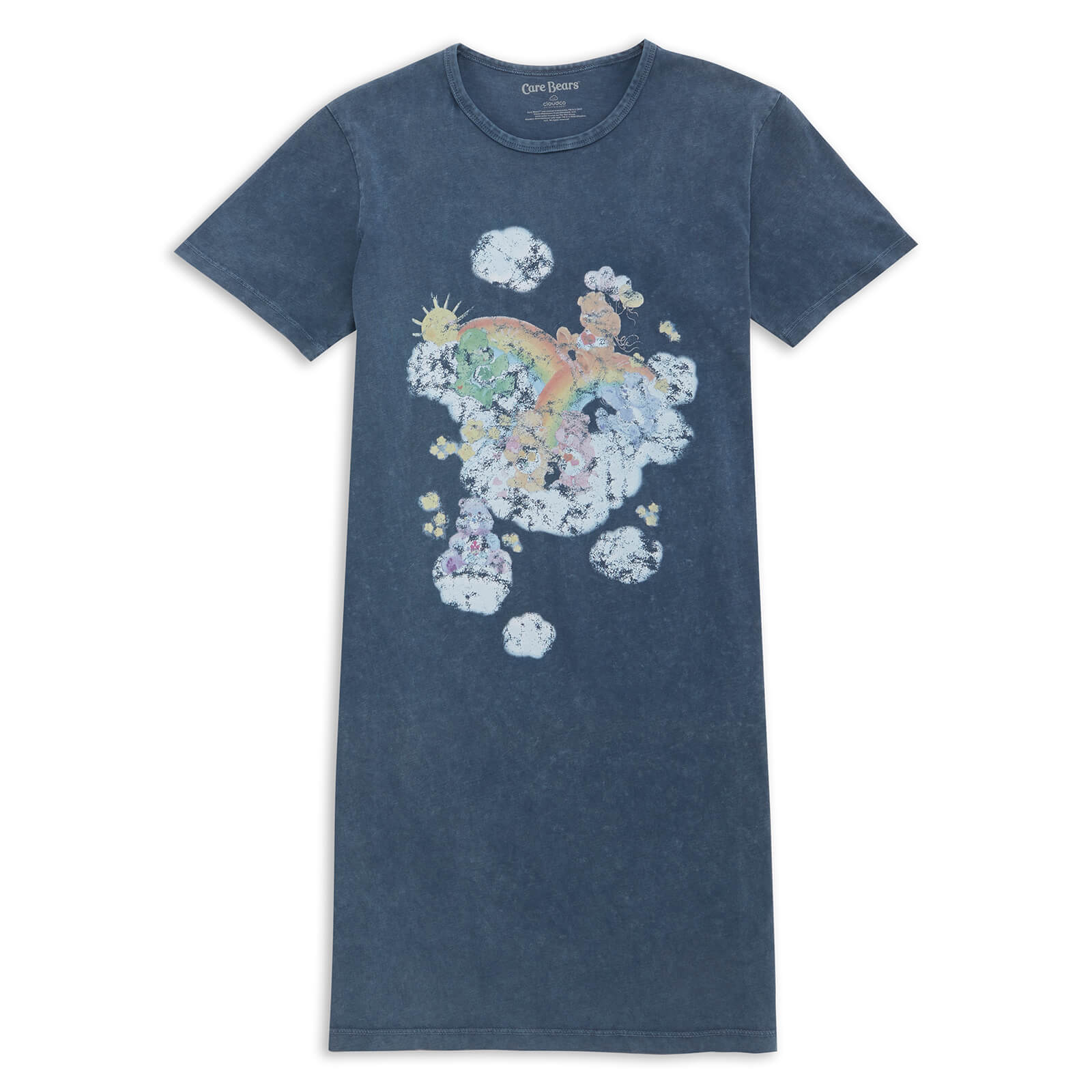 Care Bears In The Clouds Women's T-Shirt Dress - Navy Acid Wash - XXL - Navy Acid Wash