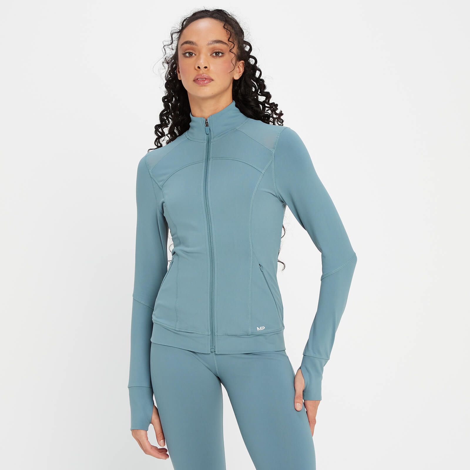mp women's power mesh jacket - pebble blue - xxs