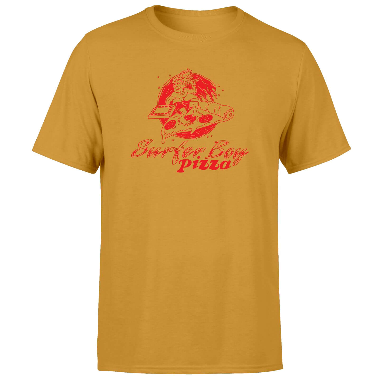 Stranger Things Surfer Boy Pizza Unisex T-shirt - Mosterd - XL - Mustard