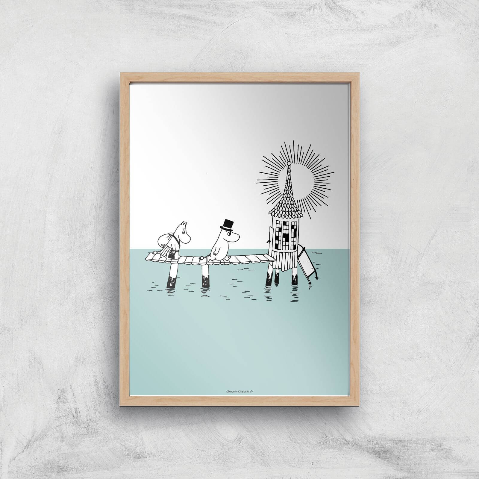 Moomins Collection Moomins Beach House Giclee Art Print - A4 - Wooden Frame