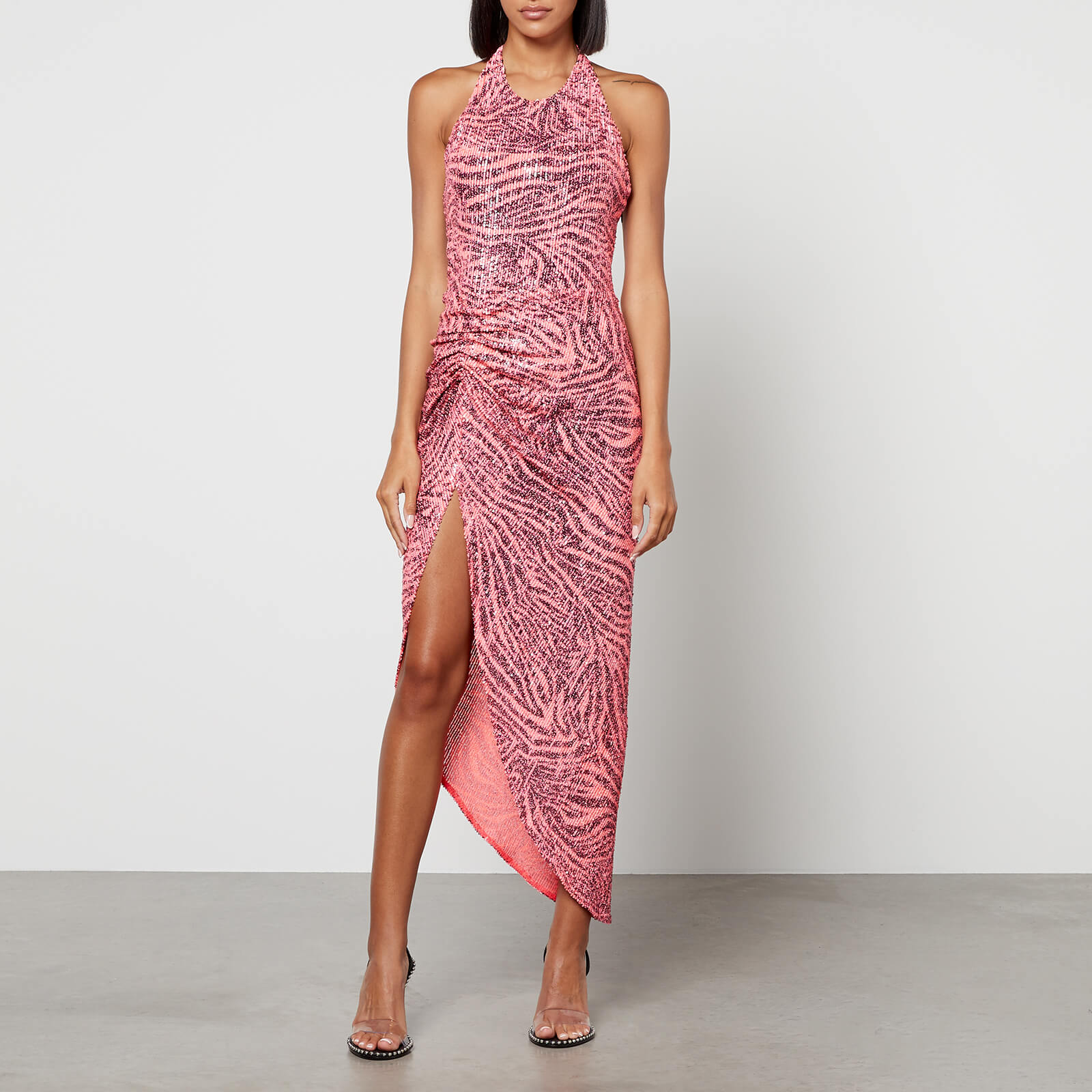 In the Mood for Love Peres Zebra-Print Embellished Mesh Maxi Dress - XS