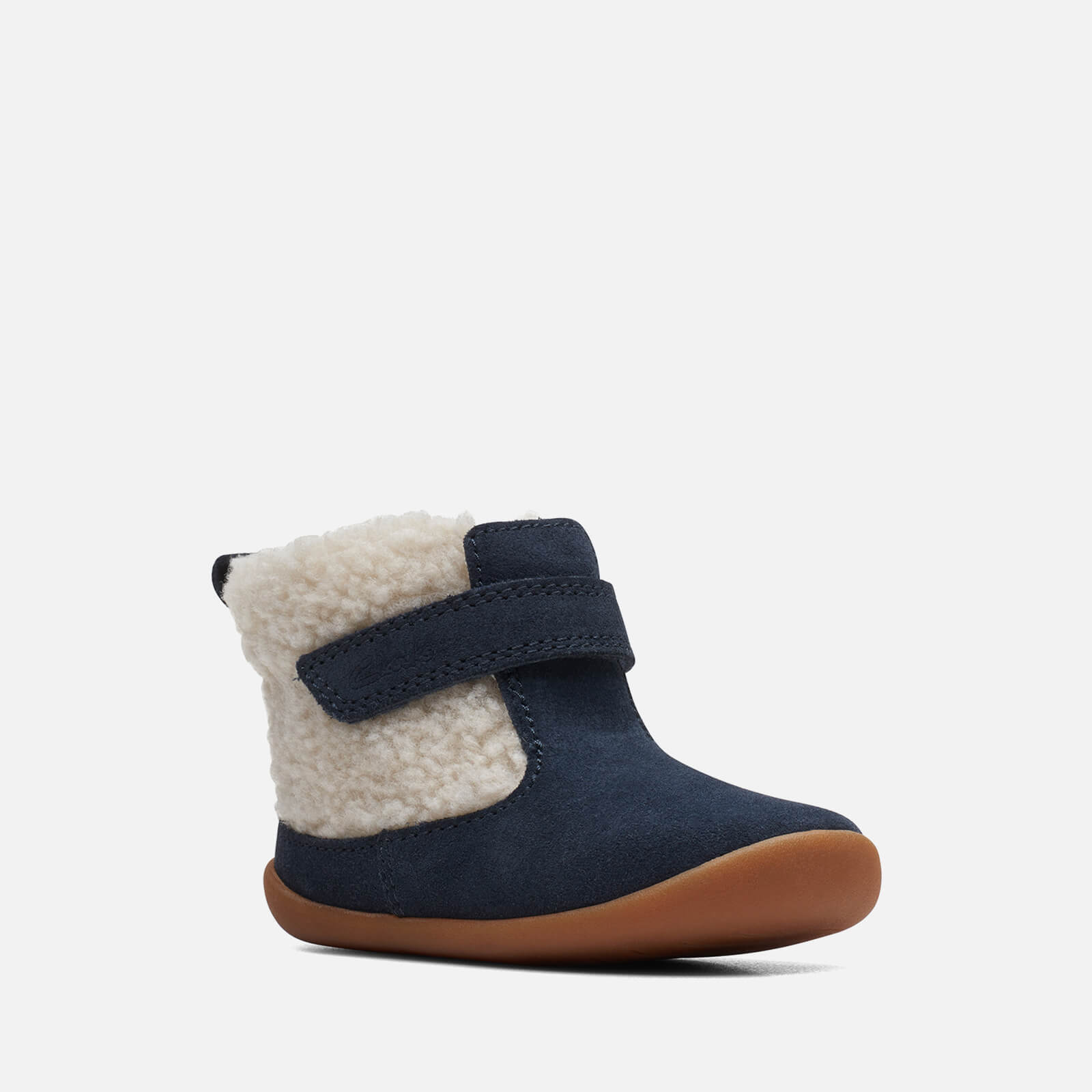 clarks toddlers roamer moon suede and faux fur boots - uk 2 baby
