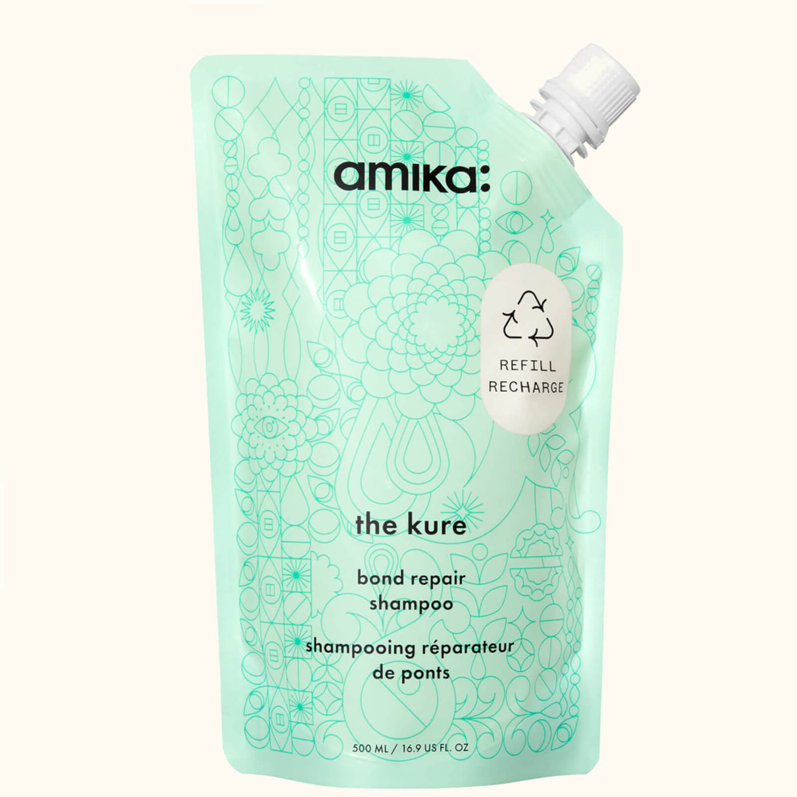 Photos - Hair Product Amika the kure bond repair shampoo - 500ml - Refill AM50.19257 