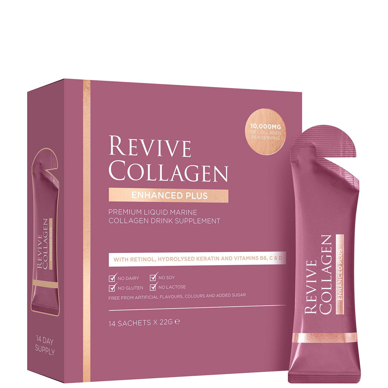 

Revive Collagen Enhanced Plus 10,000mgs Liquid Hydrolysed Marine Collagen Sachet (14 Day)