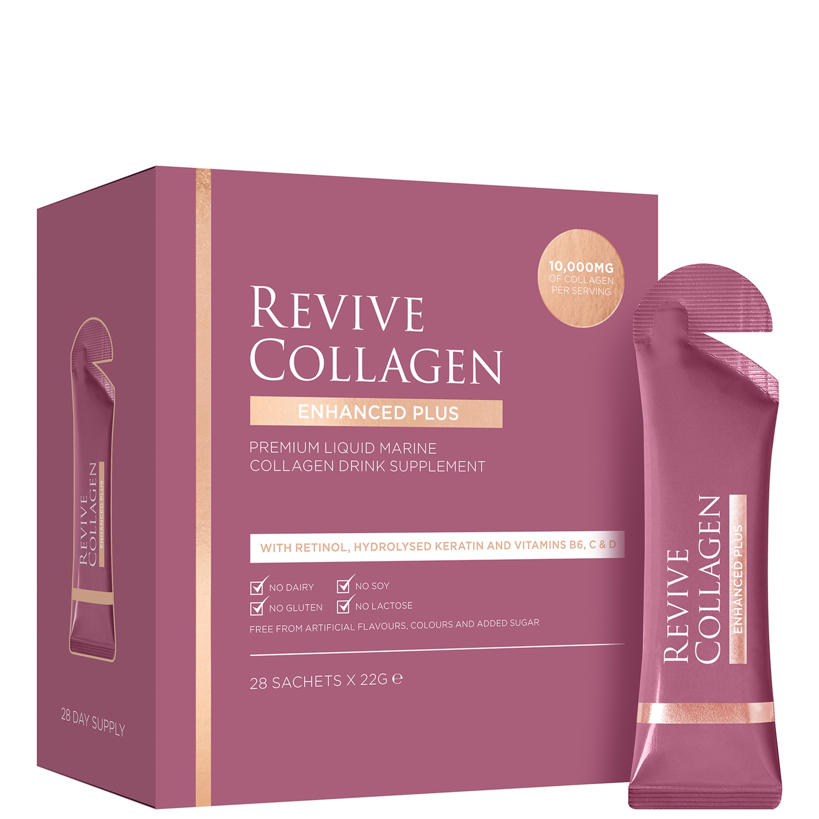 Revive Collagen Enhanced Plus 10,000mgs Liquid Hydrolysed Marine Collagen Sachet (28 Day)