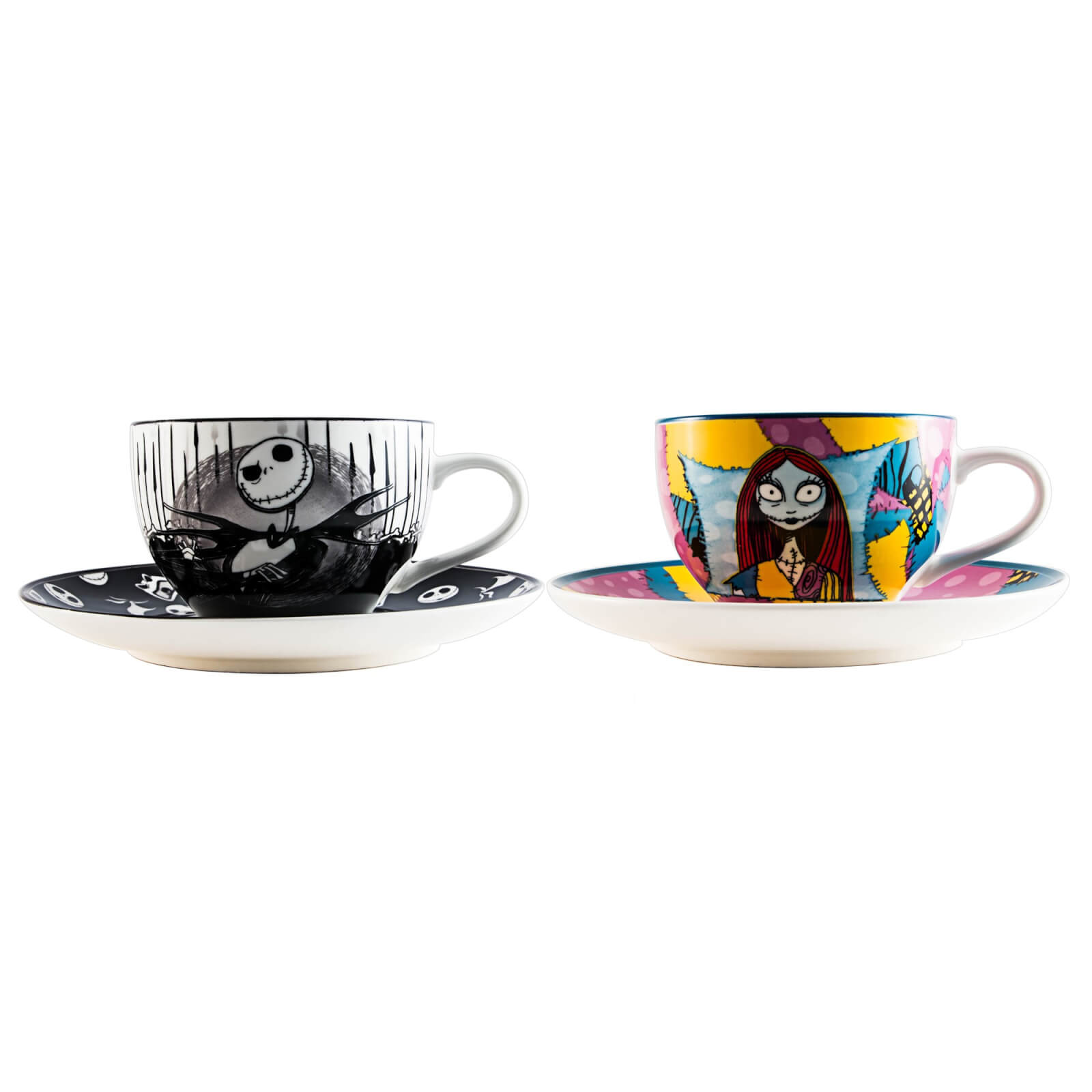 Image of Disney Nightmare Before Christmas Jack and Sally Teacup and Saucer 4 Piece Set