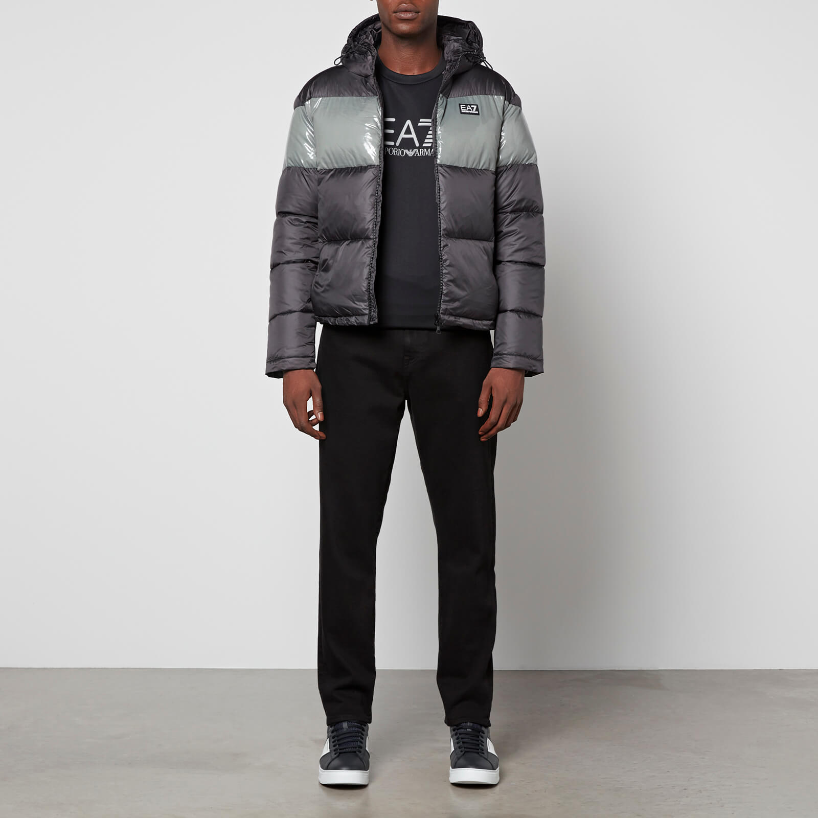 ea7 colour-block quilted shell puffer jacket - s
