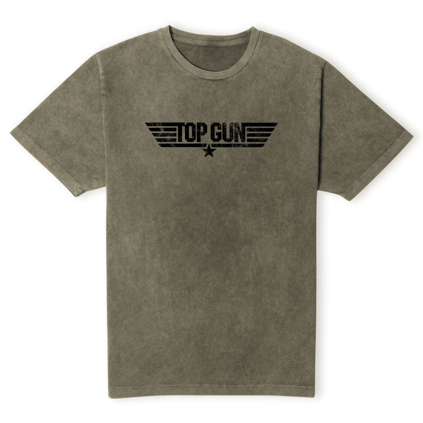 Top Gun Classic Logo Mono Unisex T-Shirt - Khaki Acid Wash - XS - Khaki Acid Wash
