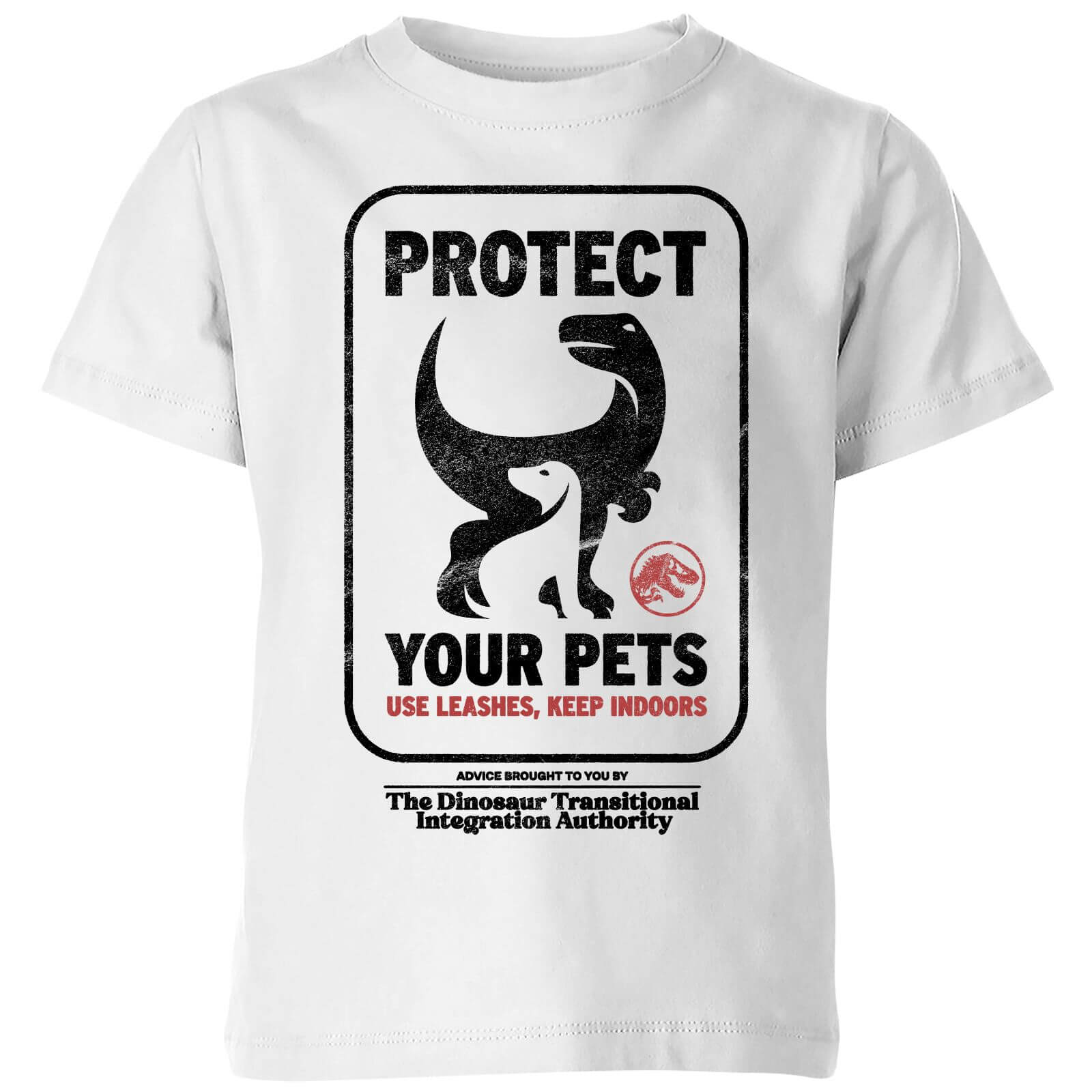 Jurassic World Protect Your Pets Kids' T-Shirt - White - 11-12 Years