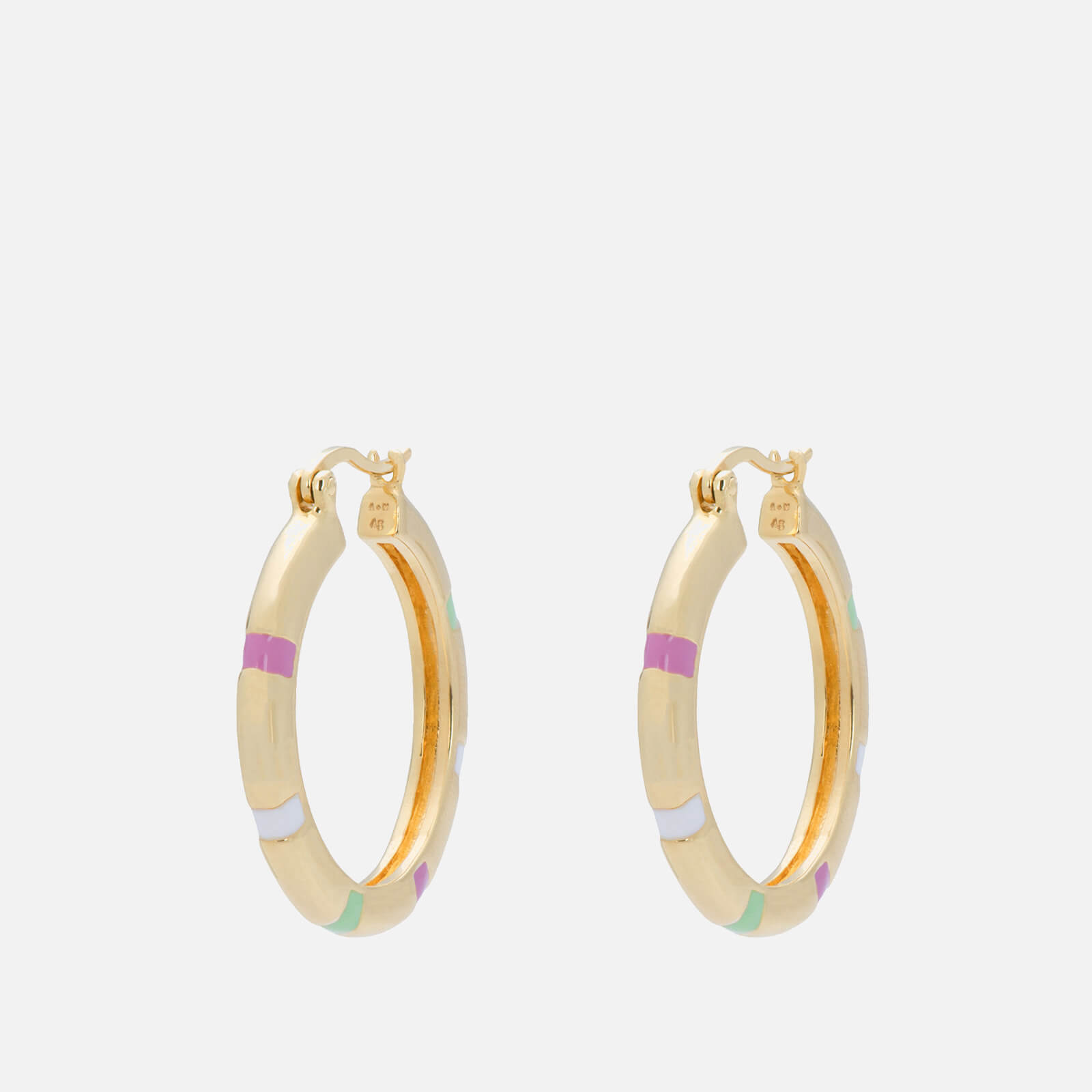 anna + nina Sweet Stripe Gold-Plated Enamel Hoop Earrings