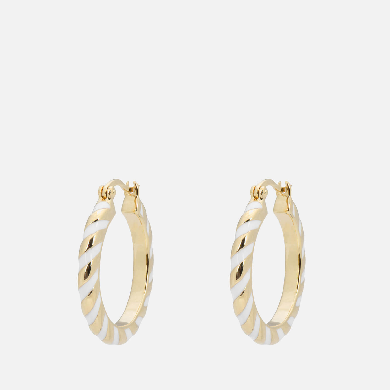 anna + nina White Twirl 14-Karat Gold-Plated and Enamel Hoop Earrings