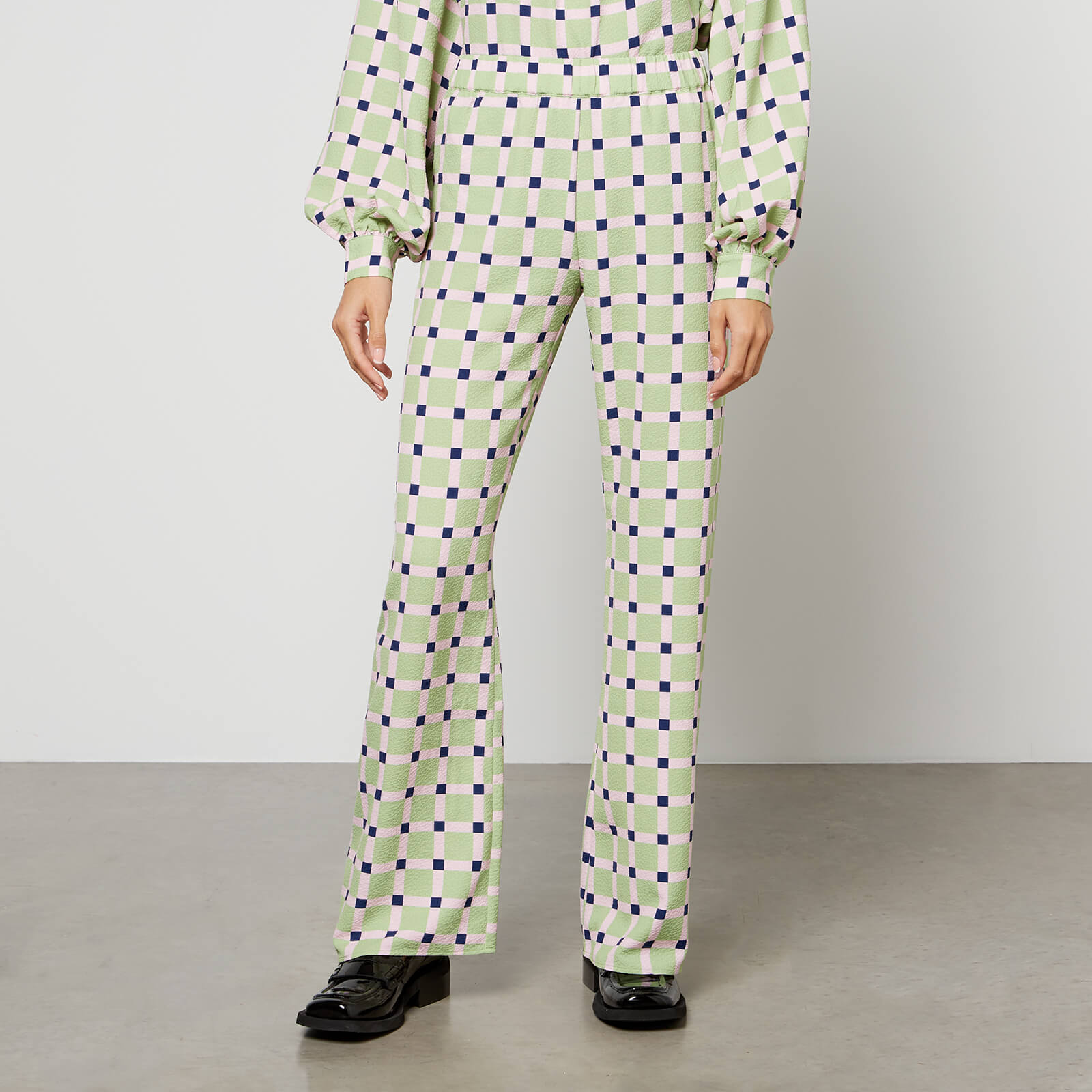 Stine Goya Mark Checked Recycled Stretch-Cloqué Trousers - S