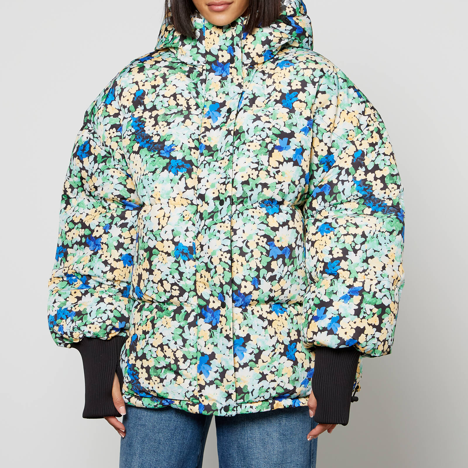 Stine Goya Elaina Floral-Print Recycled Shell Puffer Jacket - S