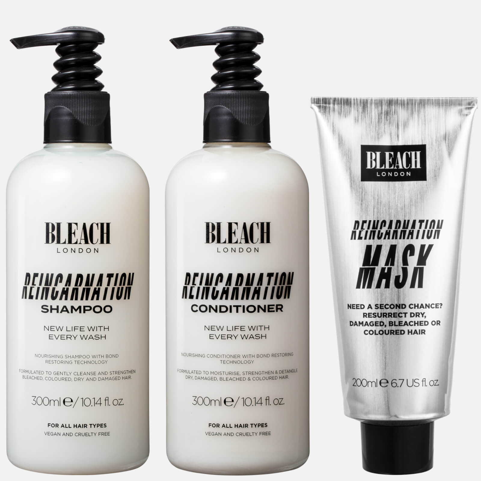 Image of Bleach Reincarnation Shampoo and Conditioner 300ml Bundle with 200ml Reincarnation Mask