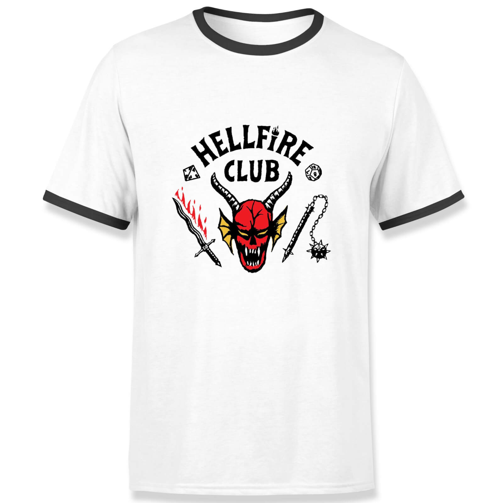 Stranger Things Hellfire Club Unisex Ringer T-Shirt - White/Black - L - White/Black
