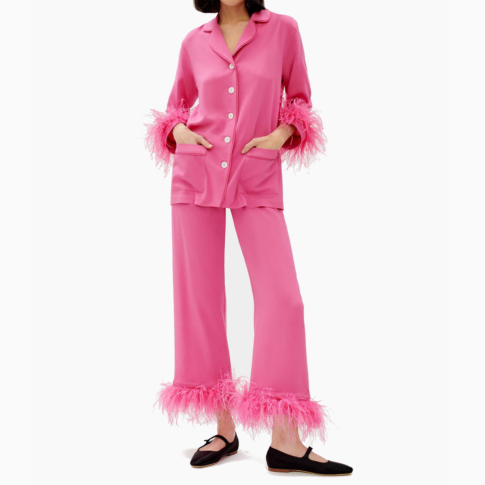 Sleeper Women's Party Pajama Set With Feathers - Hot Pink - XL