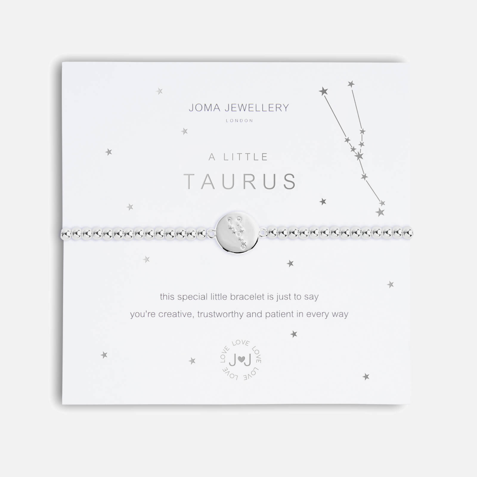 Joma Jewellery Women's A Little Taurus Silver Bracelet 17.5cm Stretch - Silver