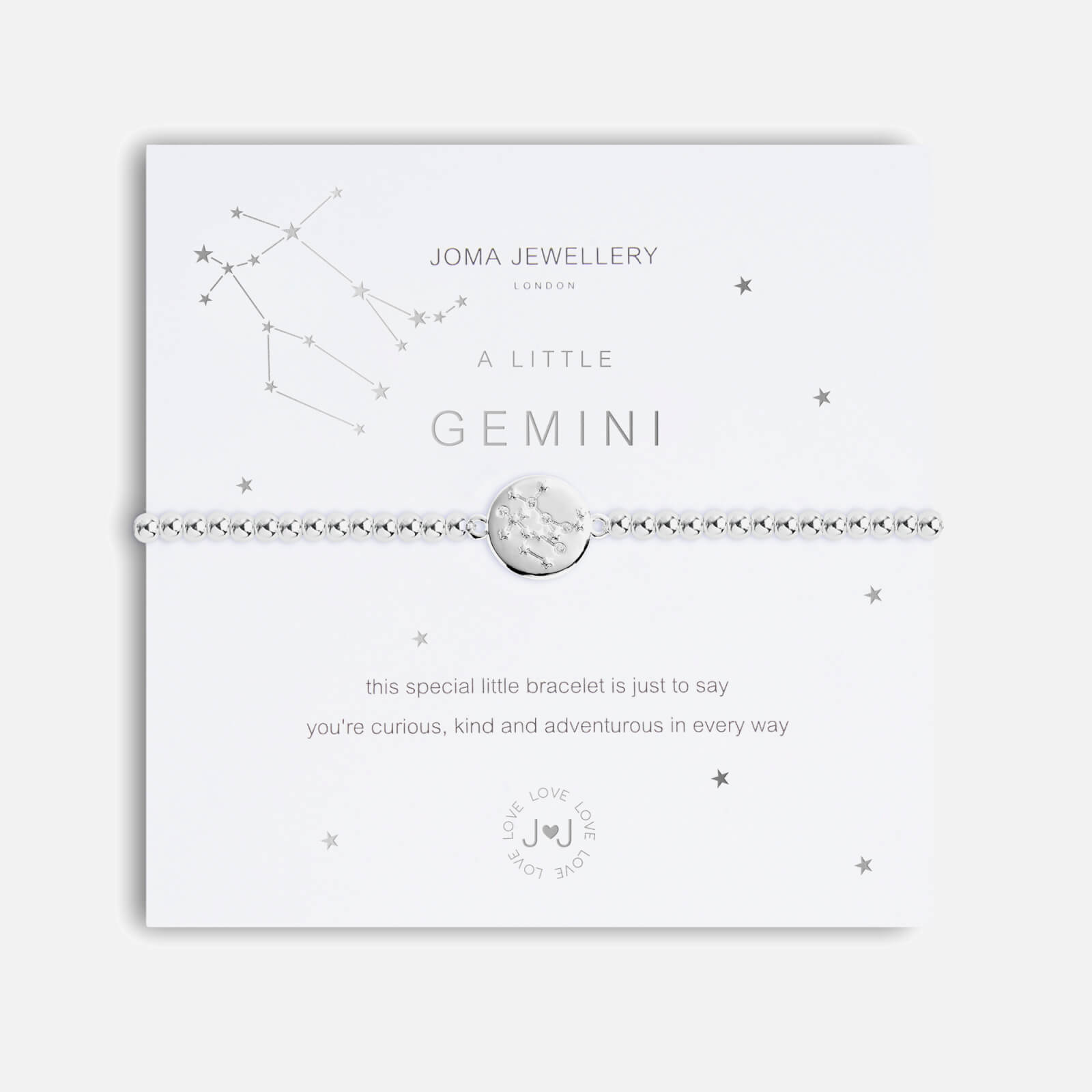Joma Jewellery Women's A Little Gemini Silver Bracelet Stretch - Silver