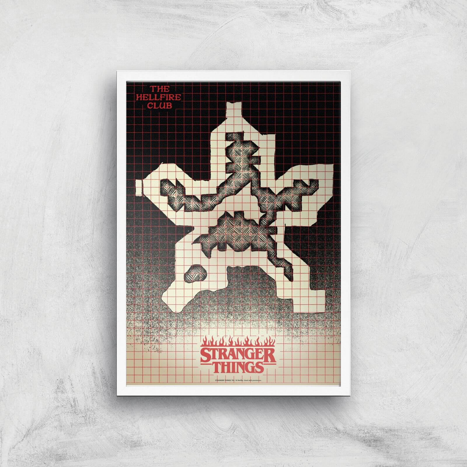 

Stranger Things Map Giclee Art Print - A2 - White Frame