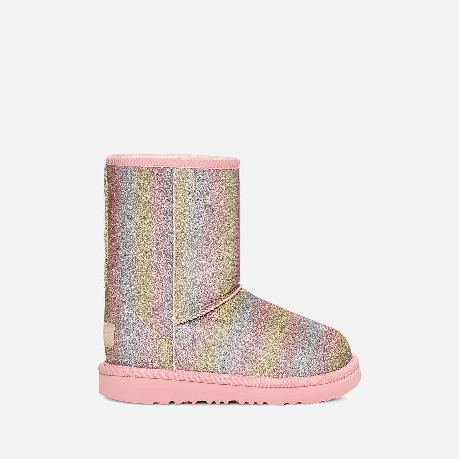 UGG Kids' Classic II Glittered Faux Suede and Faux Shearling Boots