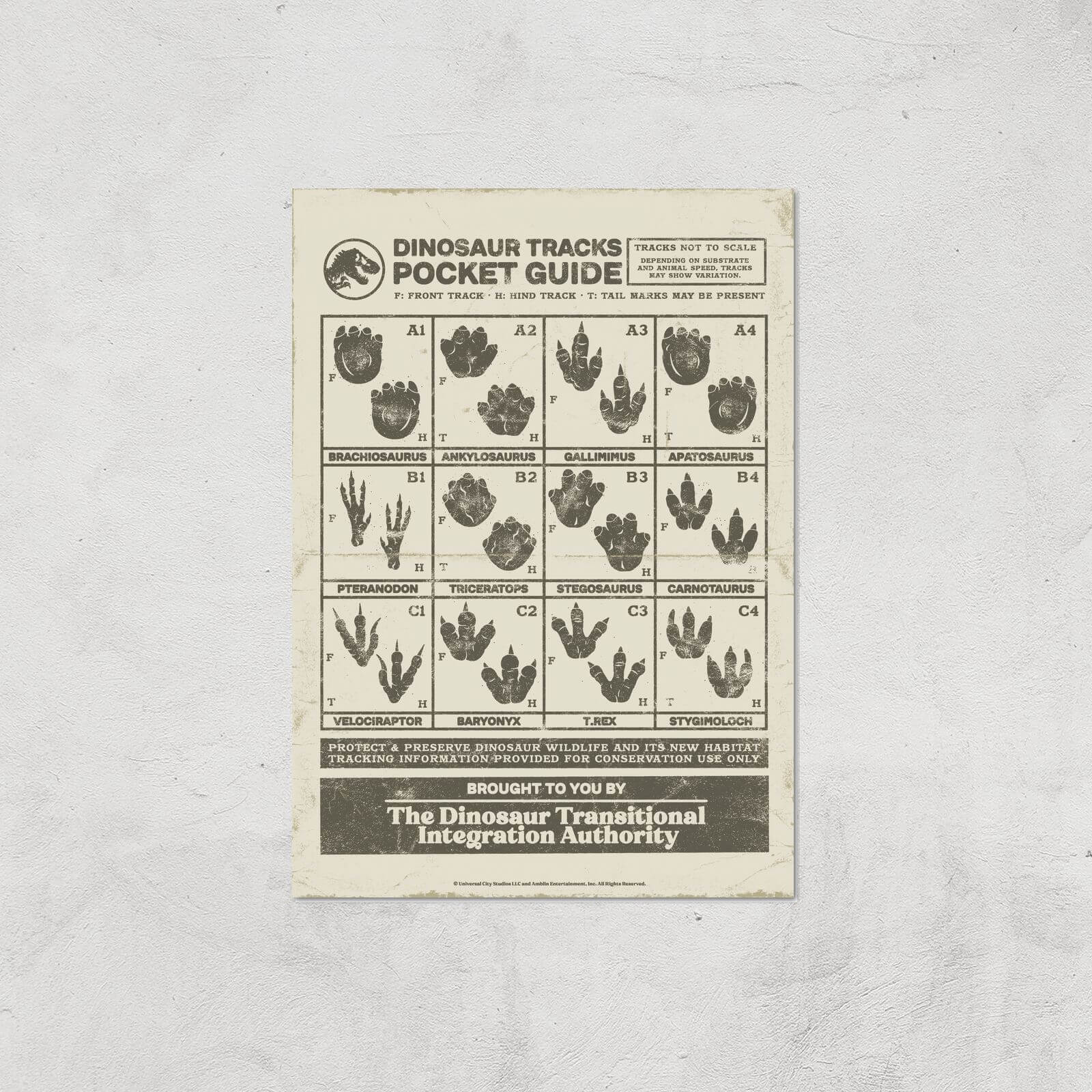 

Jurassic World Dino Tracks Pocket Guide Giclee Art Print - A4 - Print Only