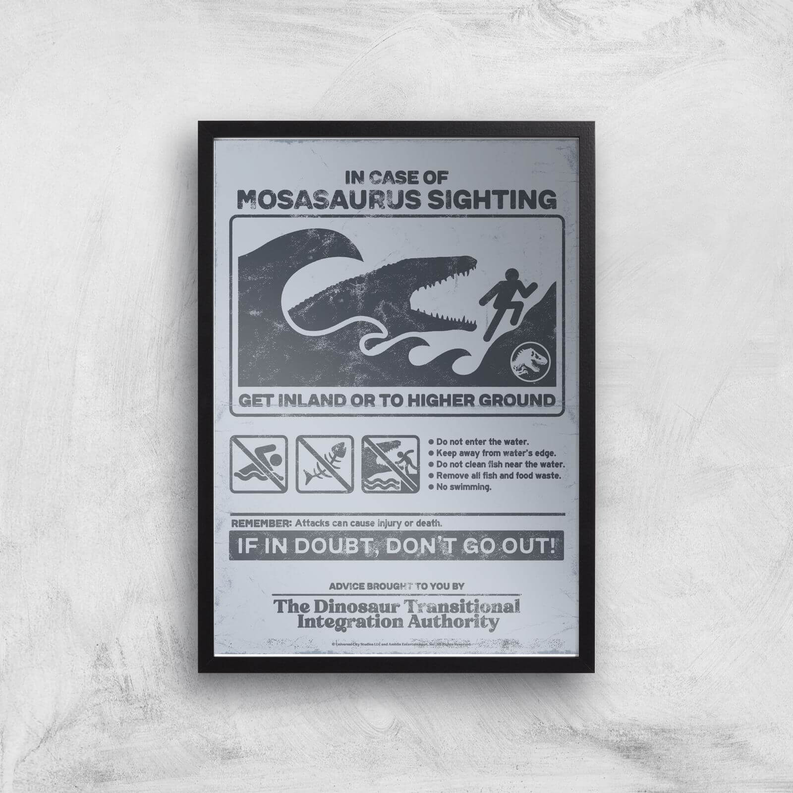 Jurassic World Mosasaurus Sighting Giclee Art Print - A4 - Black Frame