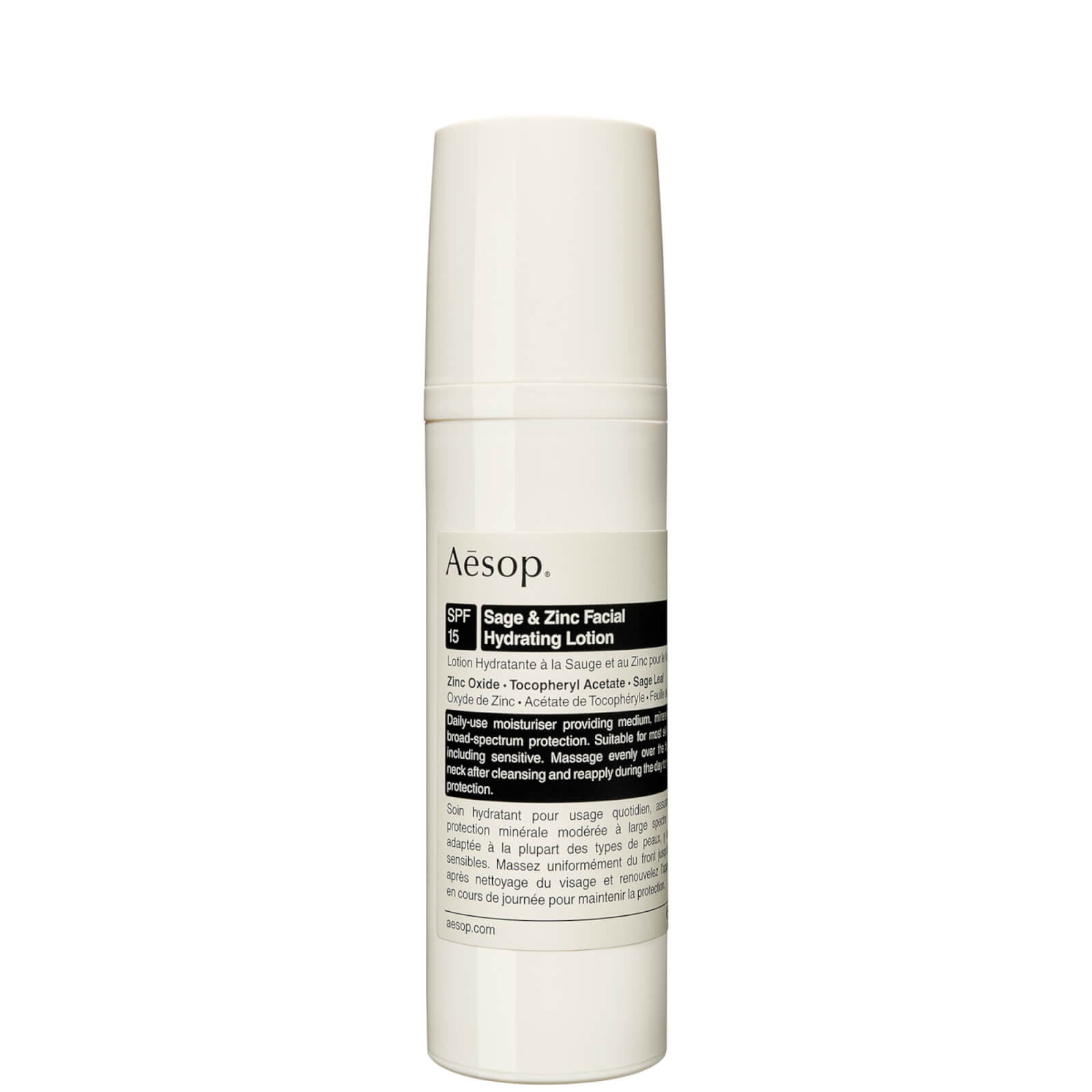 Aesop Sage And Zinc Facial Hydrating Lotion Spf15 50ml In White