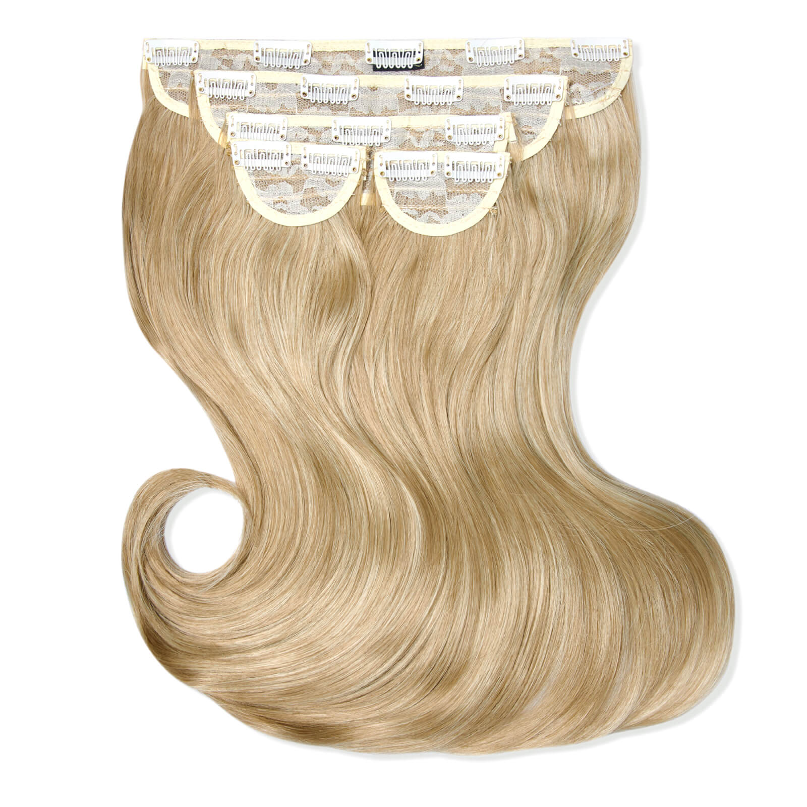 LullaBellz Super Thick 16  5 Piece Blow Dry Wavy Clip In Extensions (Various Shades) - Golden Blonde