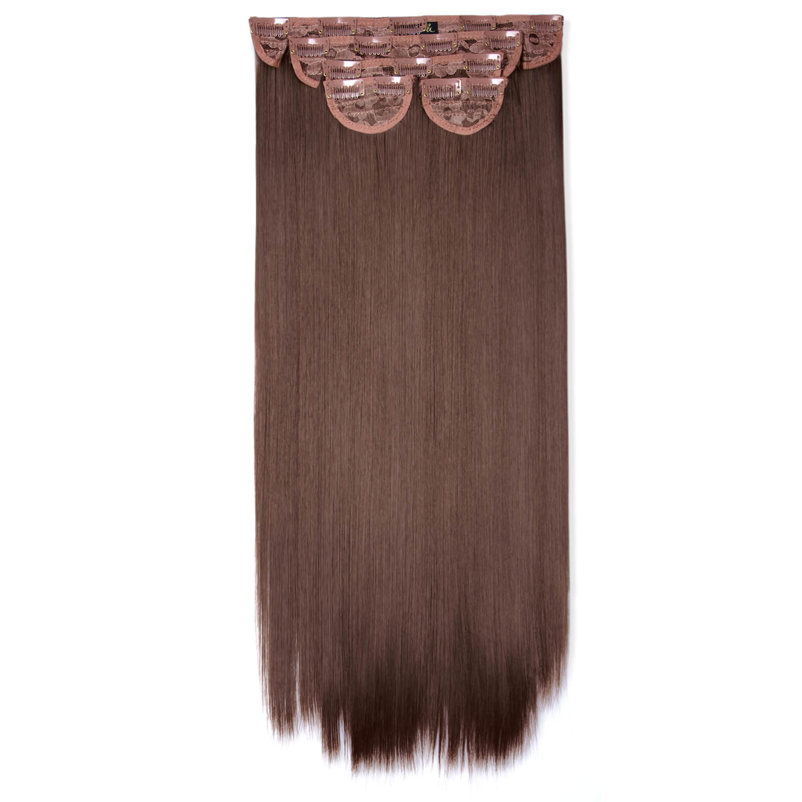 Image of LullaBellz Super Thick 22 5 Piece Straight Clip In Extensions (Various Shades) - Chestnut