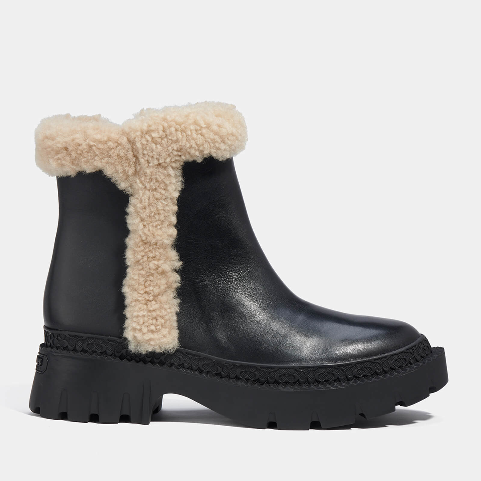 Coach Jane Leather and Shearling Chelsea Boots - UK 7