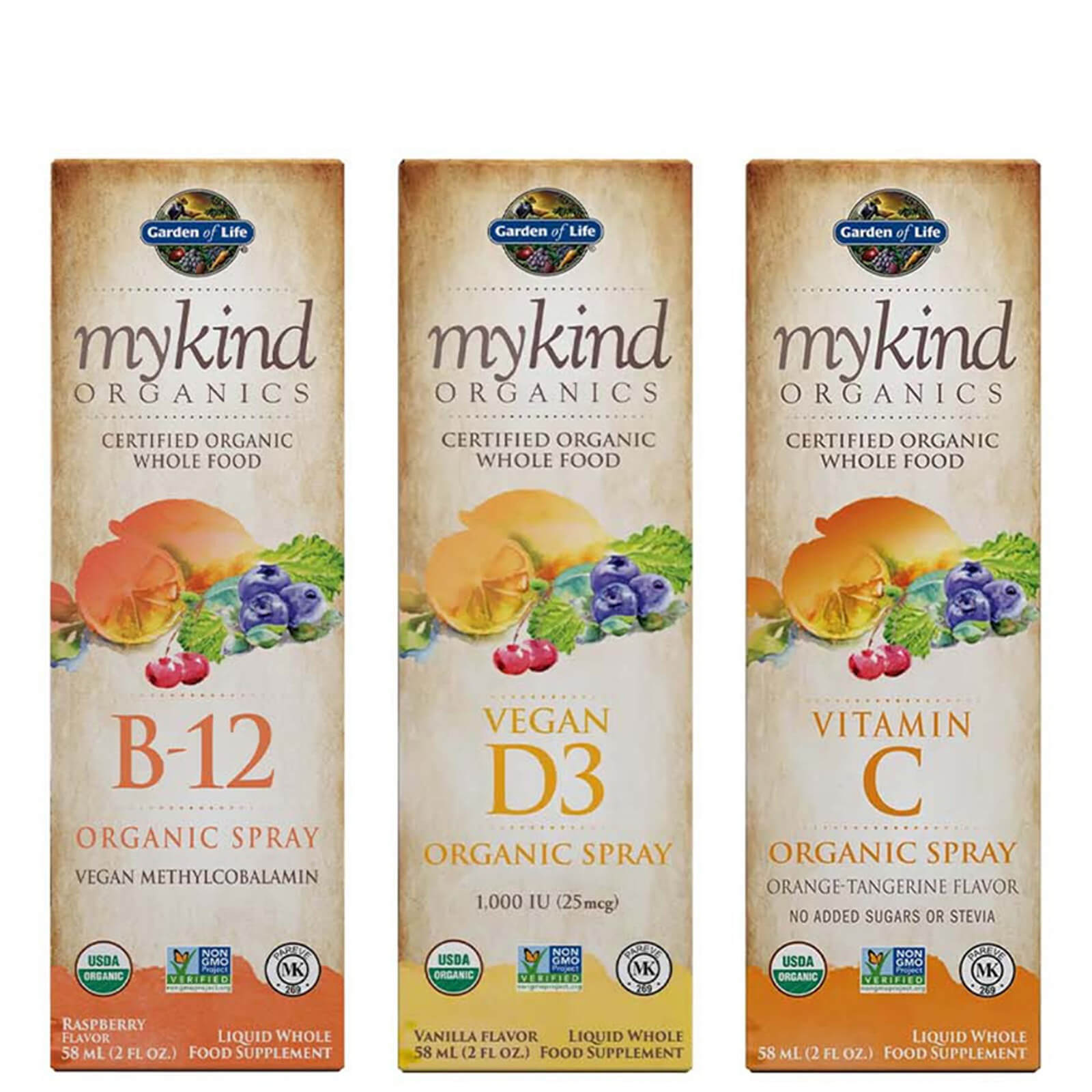 Mykind Organics Vitamin Spray Bundle x3