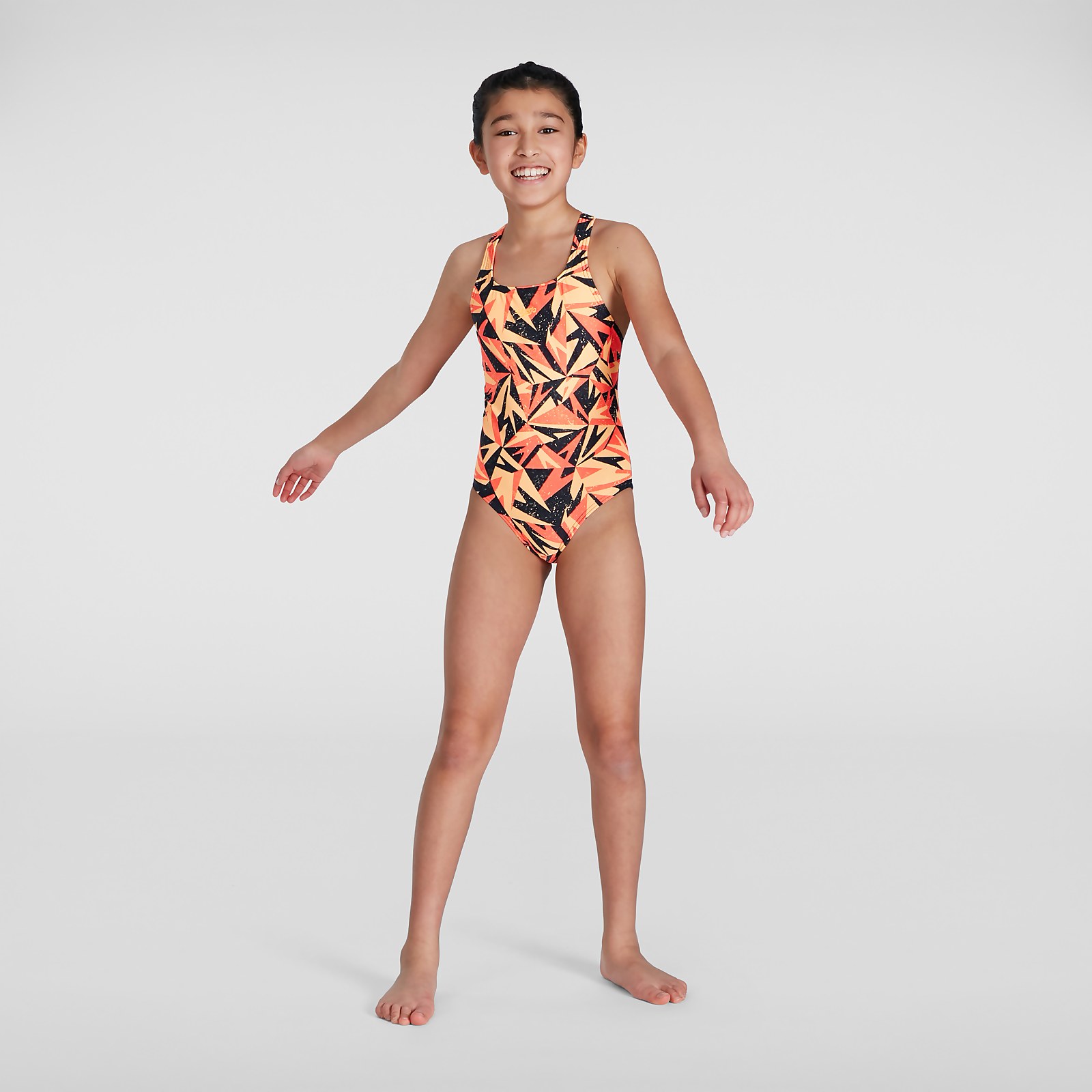 Girls' Hyper Boom Allover Medalist Swimsuit Navy/Red