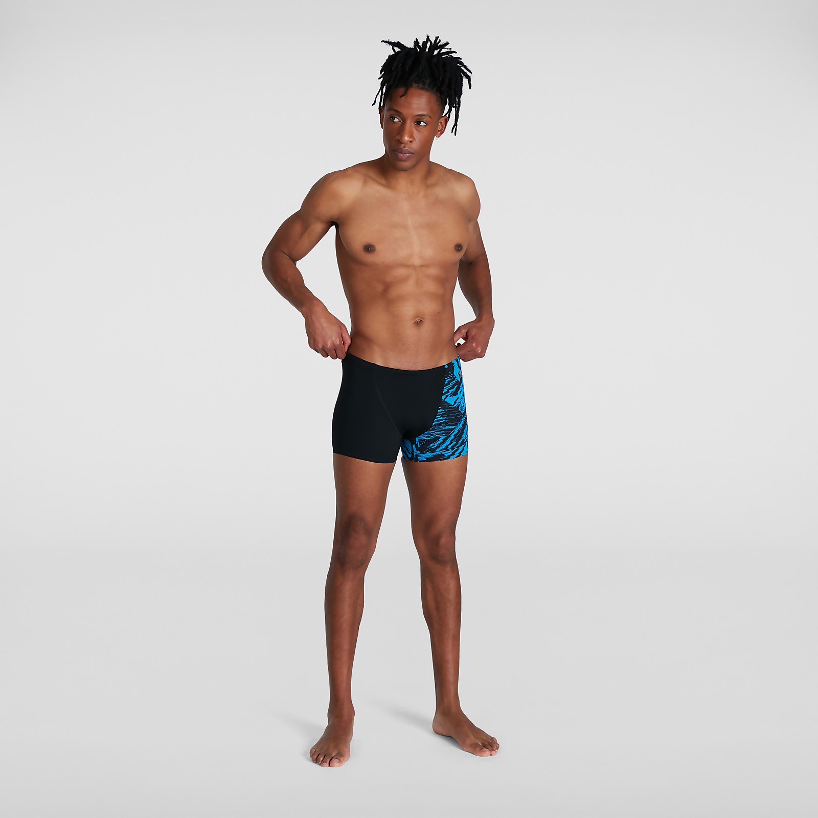 Boxer de bain Homme Allover coupe en V noir/bleu