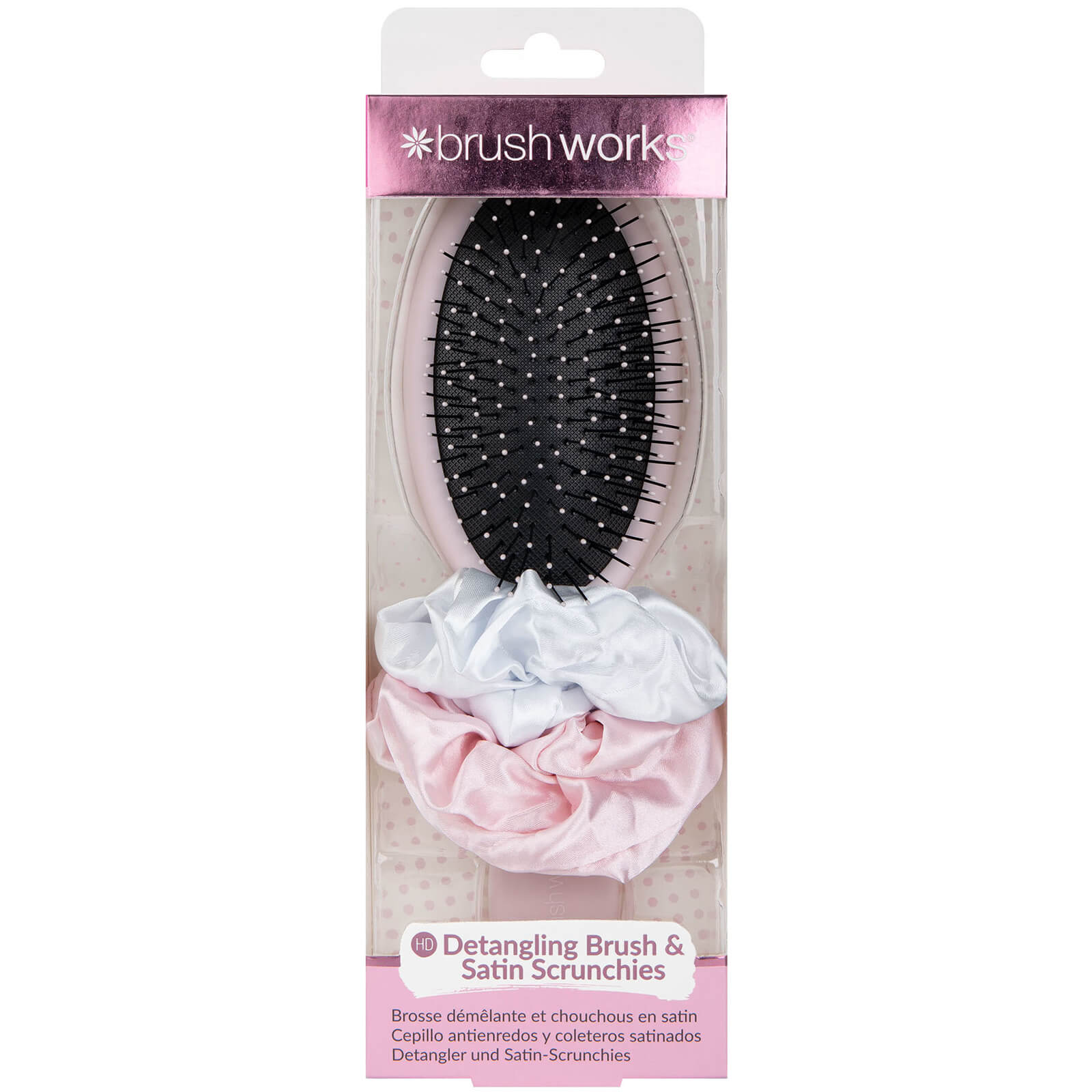 

brushworks Detangling Brush and Satin Scrunchies Set