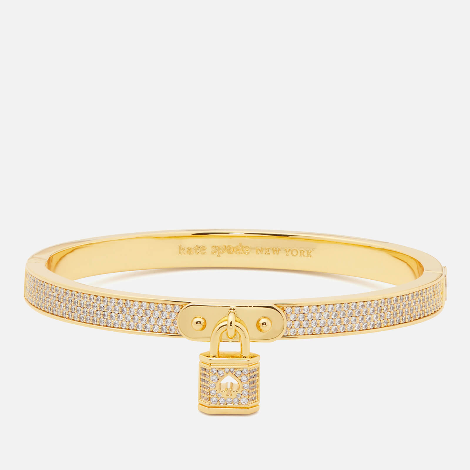 Image of Kate Spade New York Pave Lock Pendant Gold-Tone Bangle