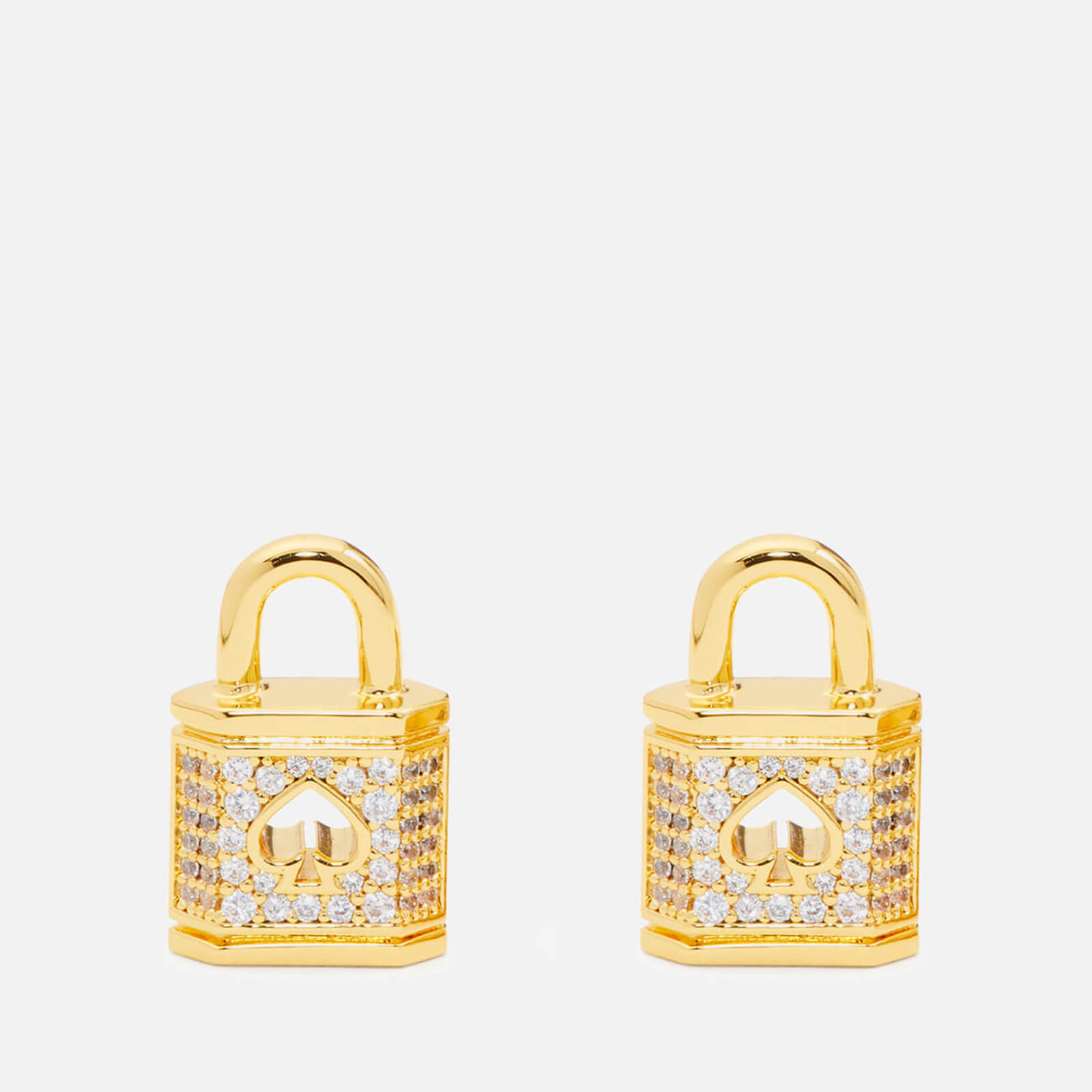 Kate Spade New York Lock and Spade Gold-Tone and Cubic Zirconia Pave Studs