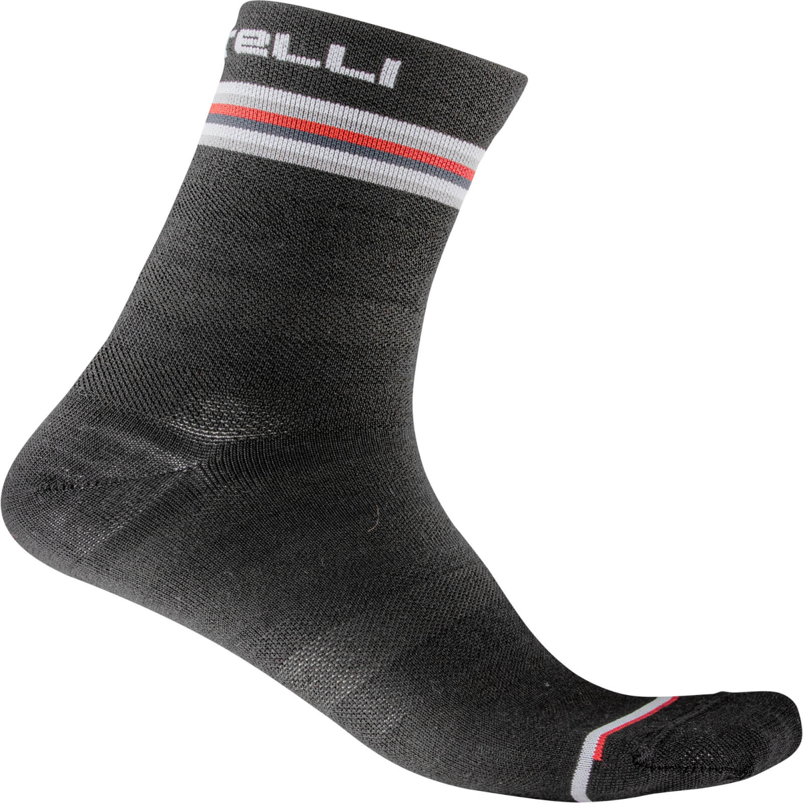 Castelli Women's Go 15 Socks - S/M - Dark Grey/White/Red