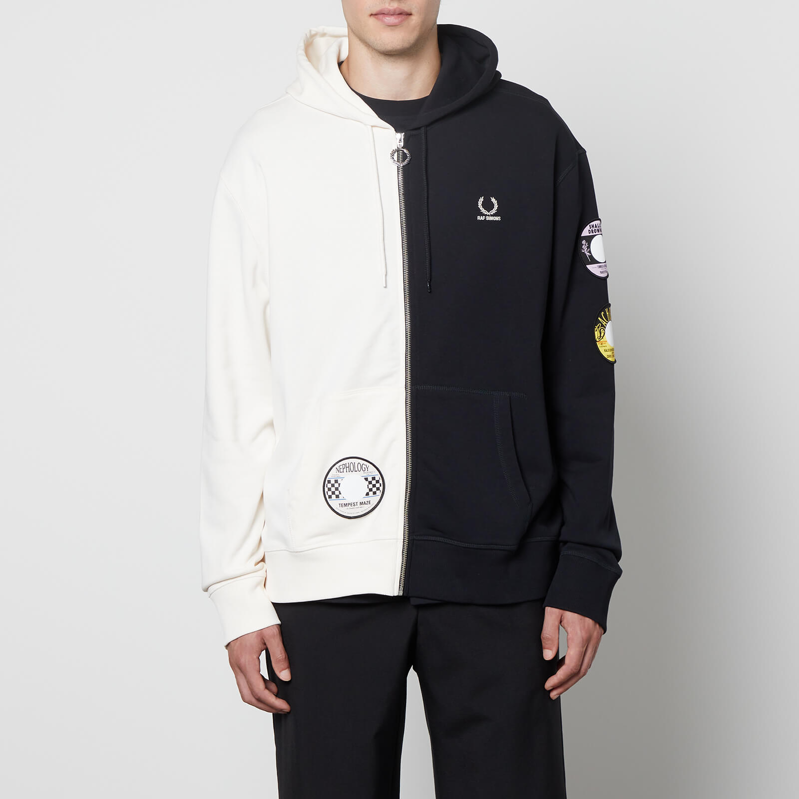 Fred Perry X Raf Simons Logo-Detailed Loopback Cotton-Jersey Hoodie - S