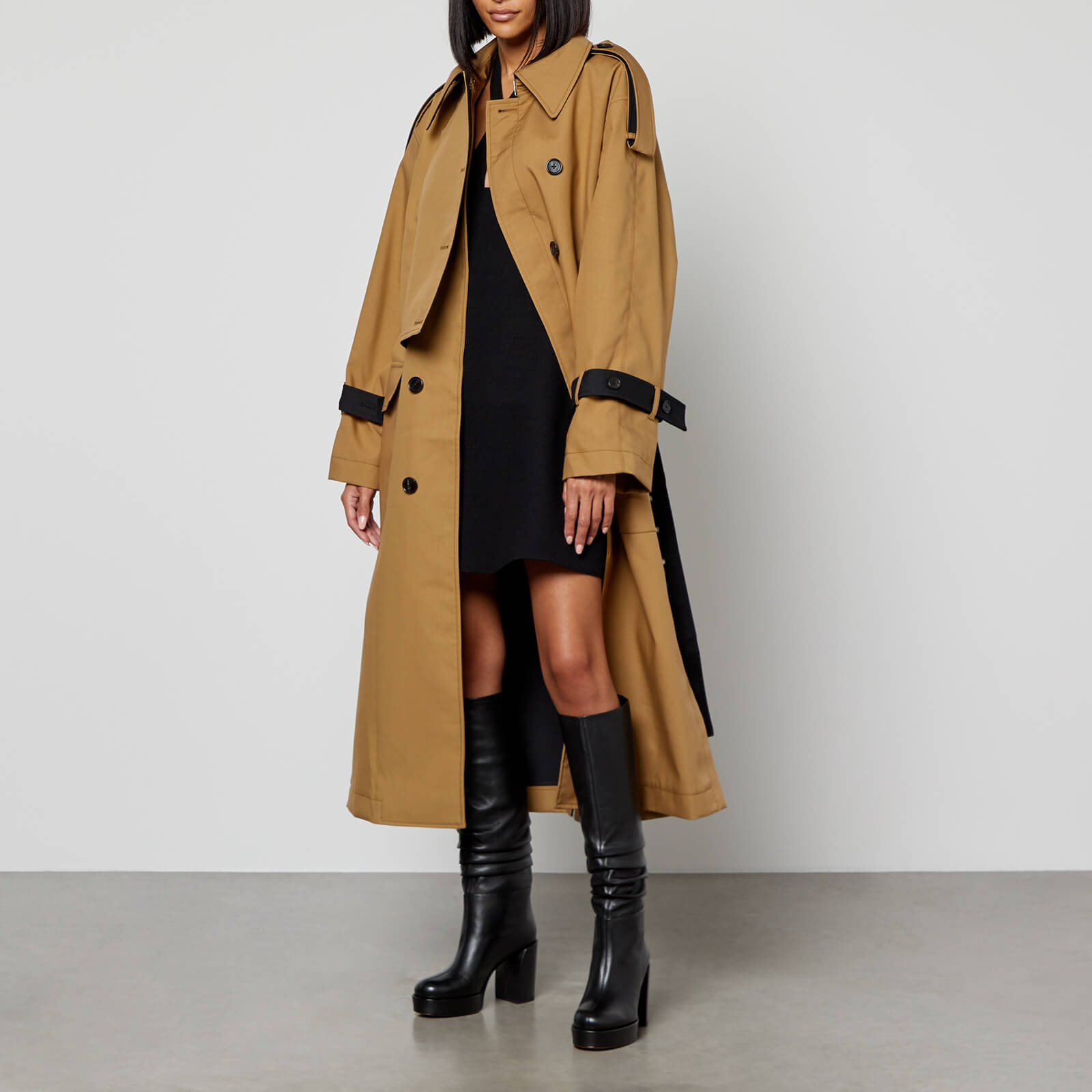 3.1 phillip lim double-breasted belted two-tone shell trench coat - m