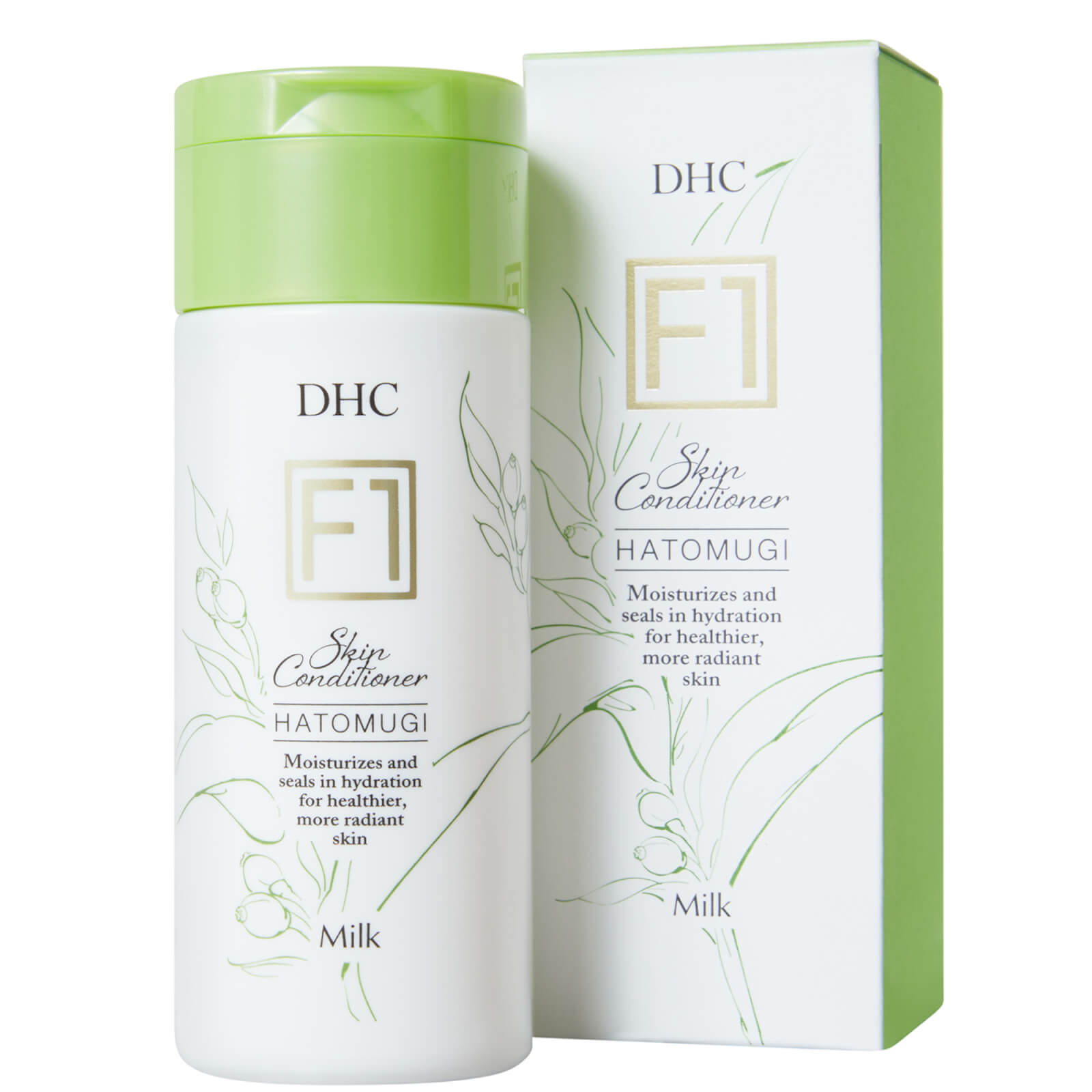 Artikel klicken und genauer betrachten! - The Hatomugi Skin Conditioner Milk by DHC is an ultra-lightweight moisturising milk, enriched with Japanese botanicals to help soften, hydrate and nourish the skin.  Formulated with the nutrient-rich Hatomugi seed extract, the moisturiser is ideal for blemish-prone skin, as the active possesses soothing benefits. Licorice extract helps to brighten the look of the complexion, while olive-derived squalane locks moisture in for a long-lasting glow. | im Online Shop kaufen