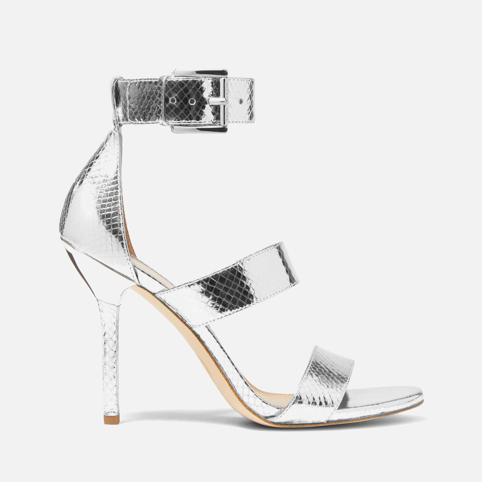 michael michael kors women's amal metallic leather heeled sandals - uk 3