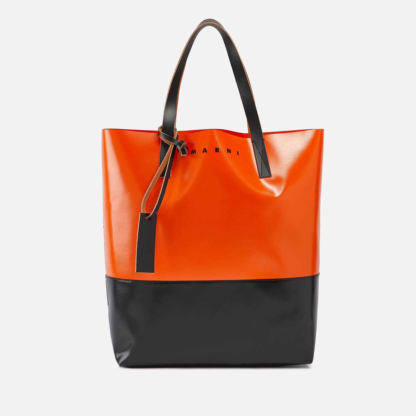 Marni Tribeca Leather-Trimmed Two-Tone Coated-PVC Tote