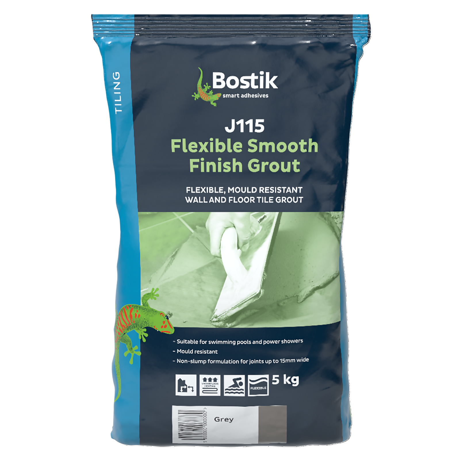 Photo of Bostik J115 Flexible Smooth Finish Tile Grout 5kg - Grey