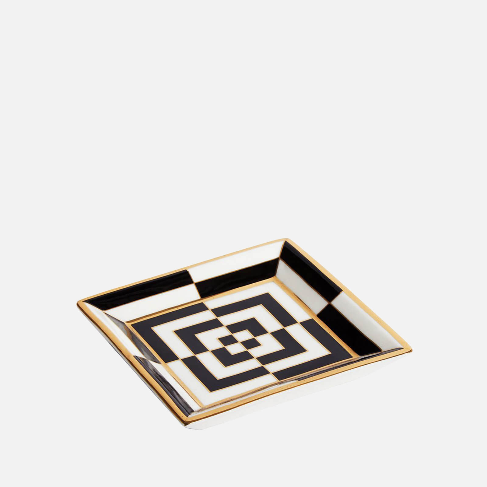 Jonathan Adler - Op Art Porcelain Tray - Black/White/Gold - Square