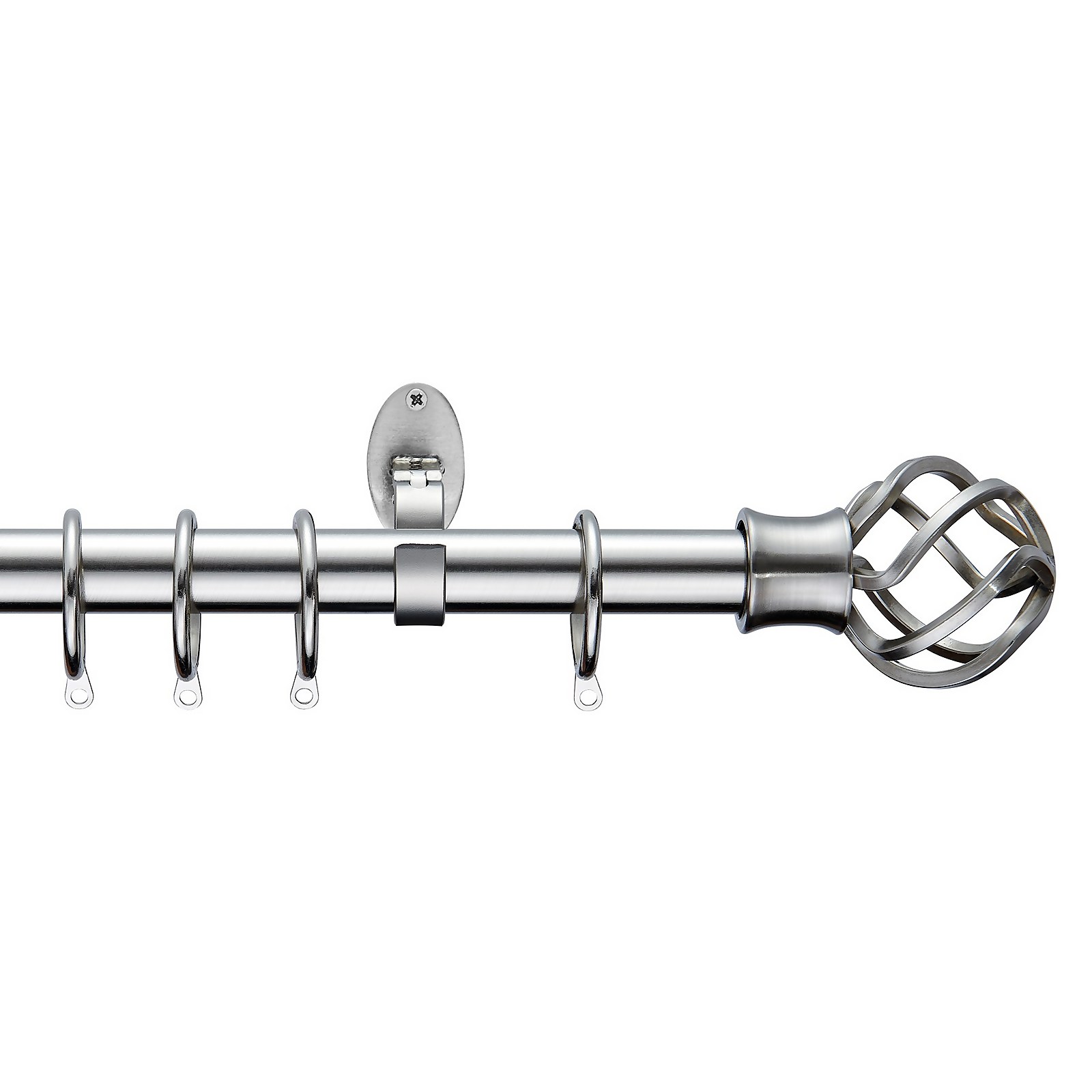 Photo of Extendable Curtain Pole With Cage Ball Finial - Steel